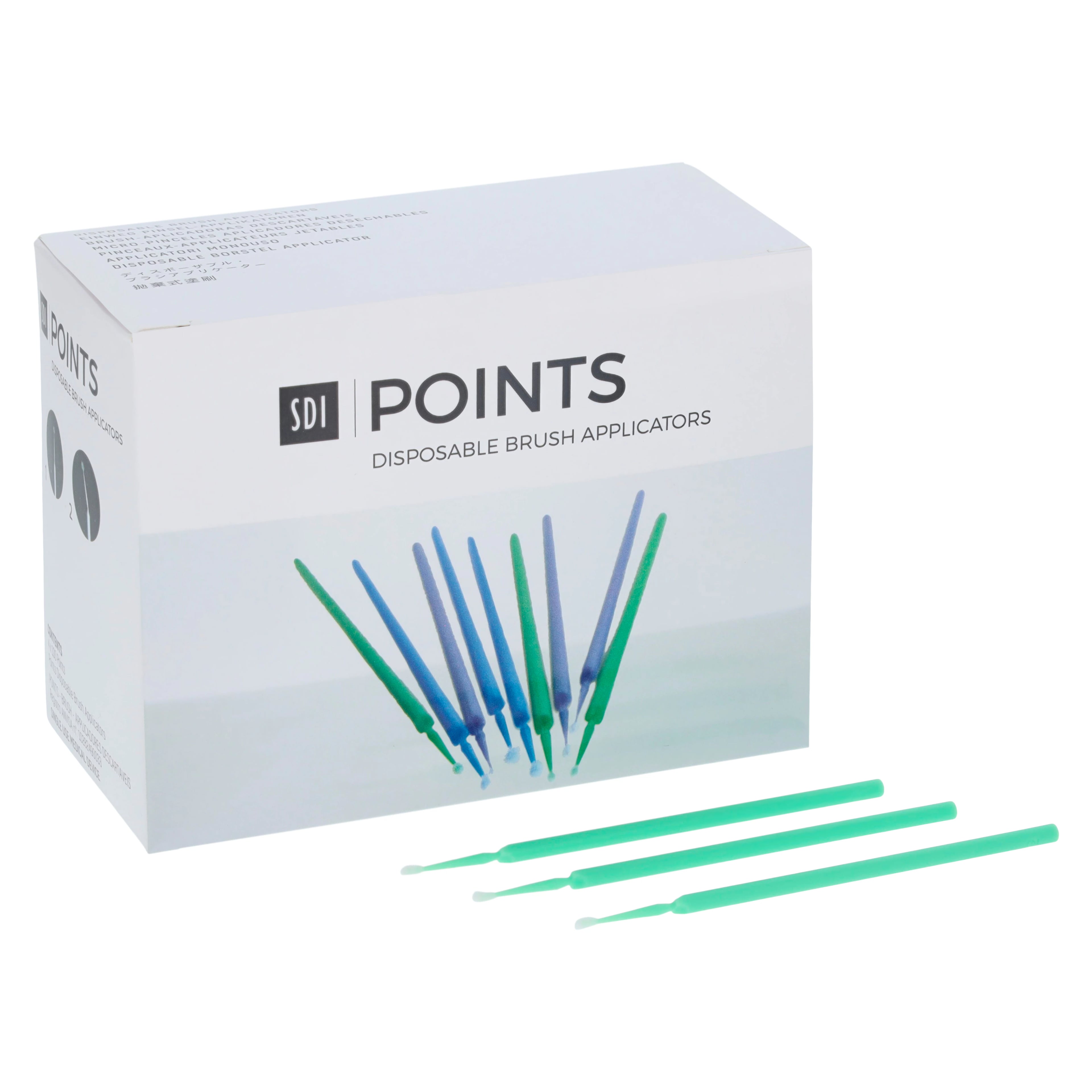 SDI Points Disposable Brush Applicators, Fine, Light Green, Bendable, 400/Pk, 8100117
