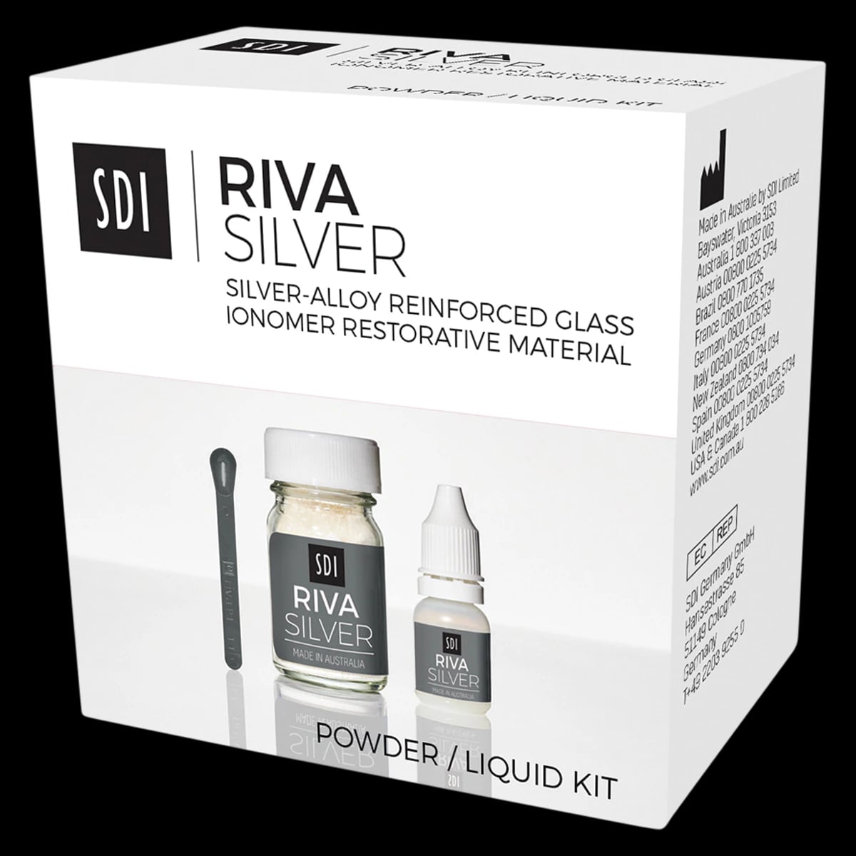 Riva Silver Alloy-Reinforced Glass Ionomer Restorative Material, Powder and Liquid Kit, 1/Pk