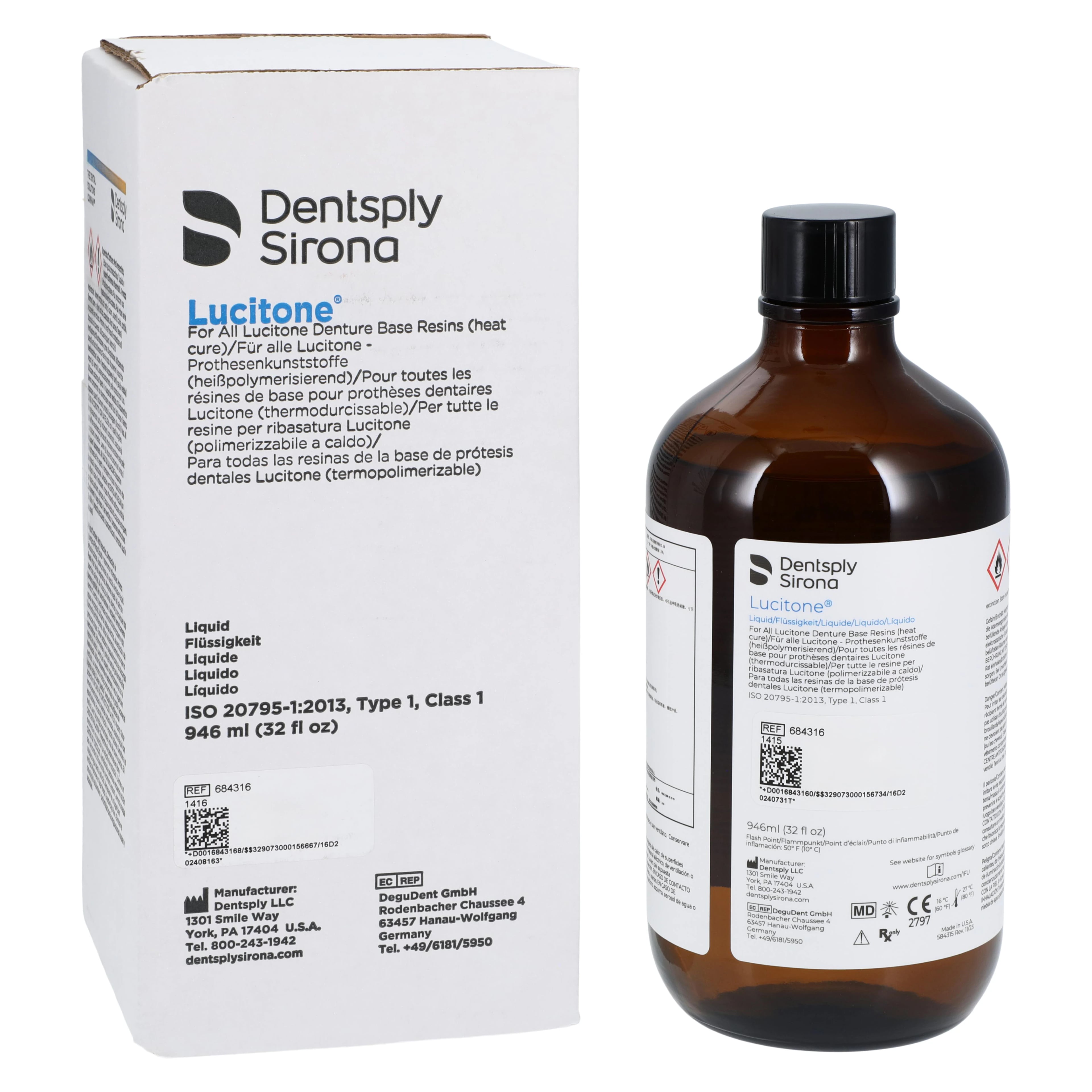 Lucitone® Liquid Denture Base Resin, Non-Latex, 4 x 32 oz (1 Quart) Bottles/Pack