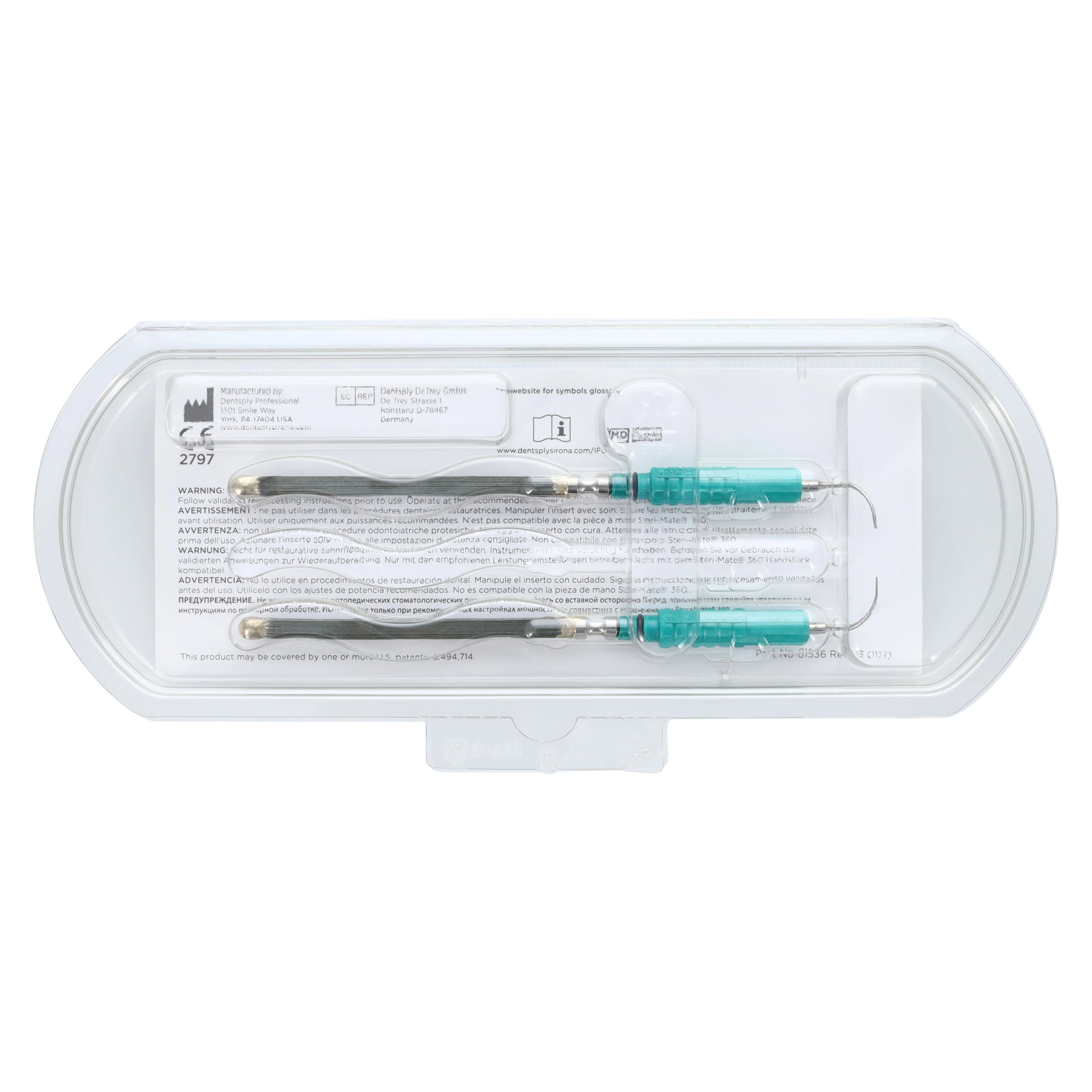 Cavitron FSI-SLI Focused Spray Slimline Ultrasonic Insert, 30 kHz, Left & Right, Dark Green Grip, 2/Pkg, 80401