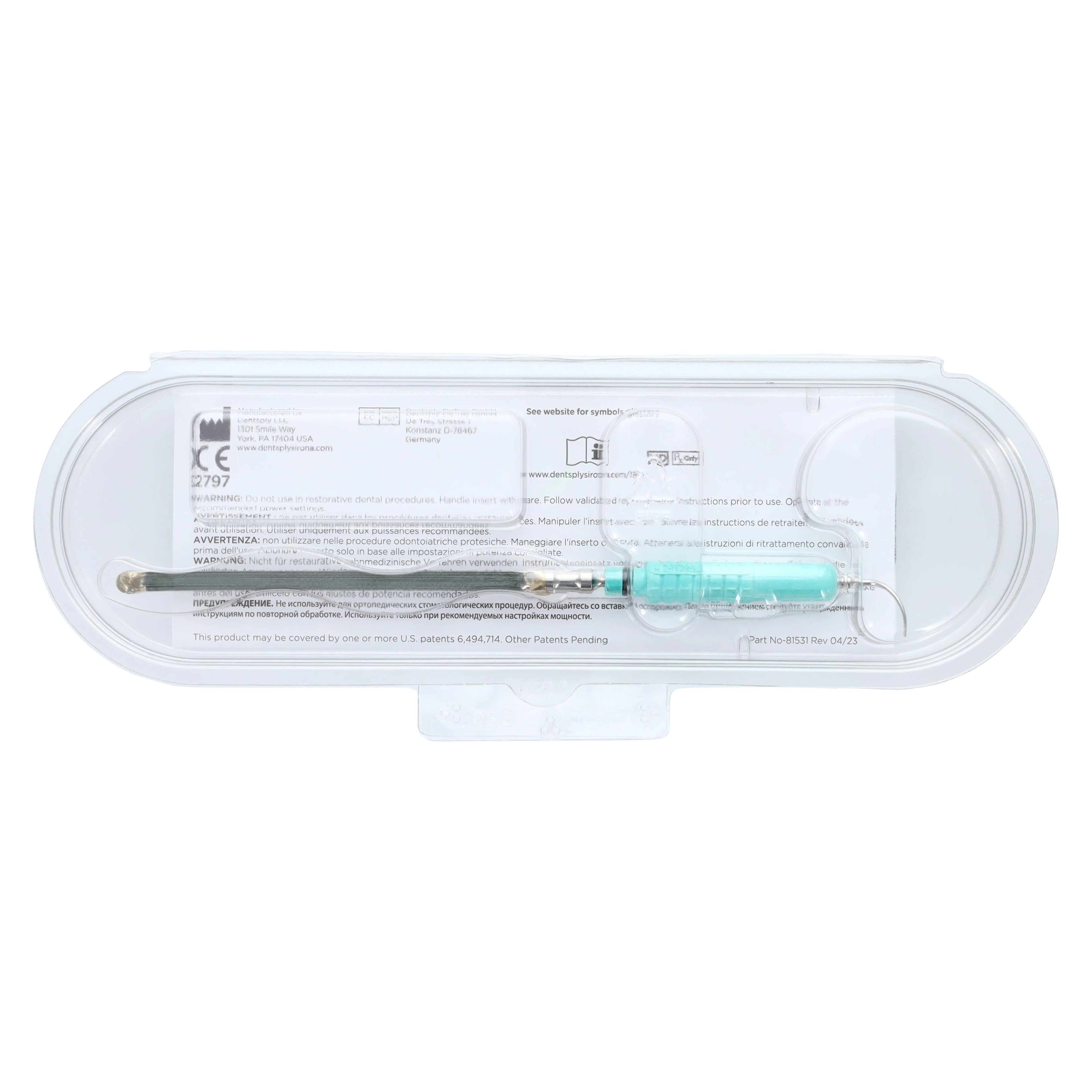 Cavitron FSI-SLI 10R Focused Spray Slimline Ultrasonic Insert, 25 kHz, Right, Light Green, 1/Pk, 80394