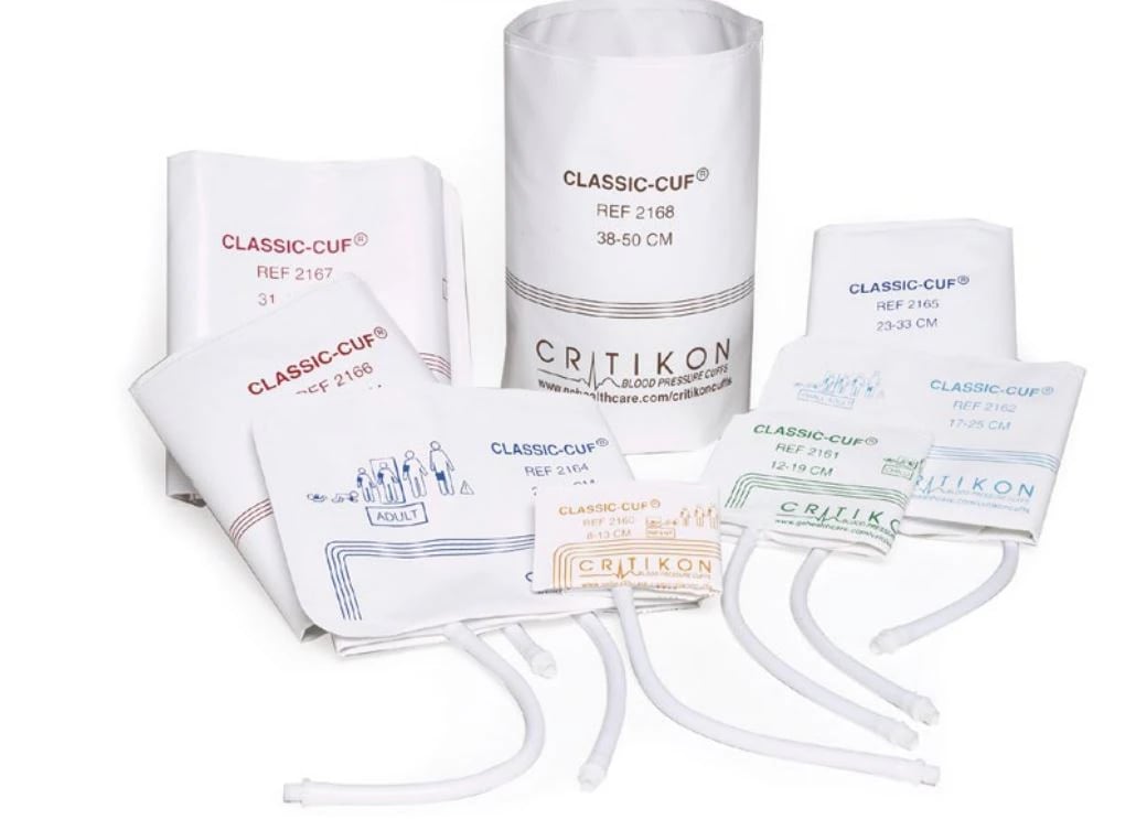 Critikon Classic-Cuf Blood Pressure Cuff, Size 3, White/Green, Latex-Free, 20/Case