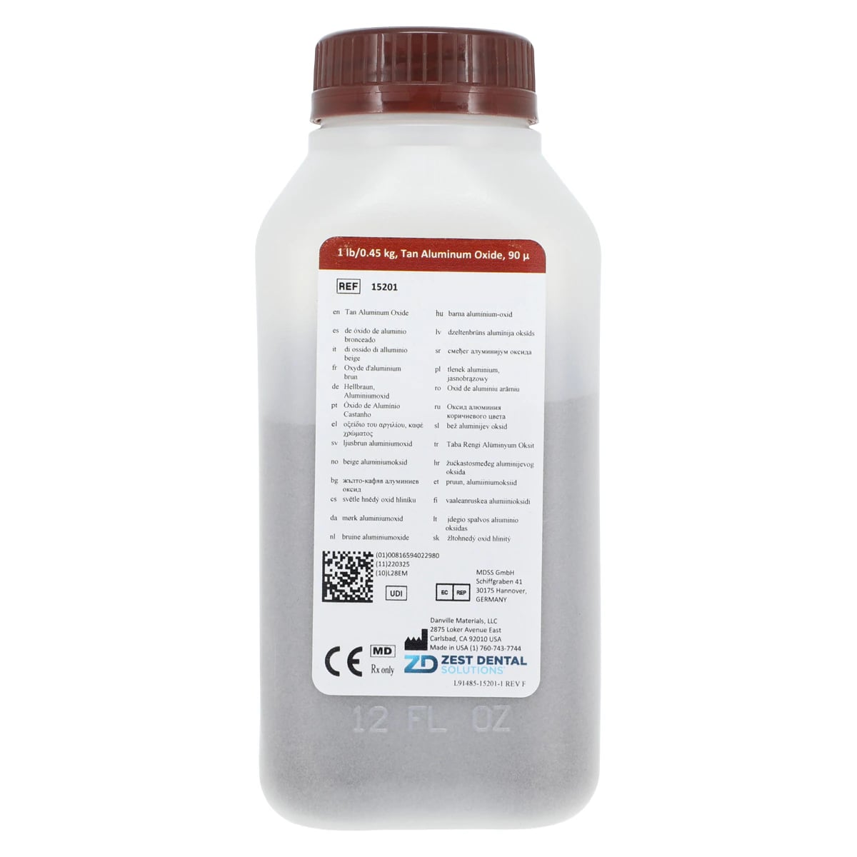 Danville Materials Aluminum Oxide Air Abrasion Powder, 90 Micron, Tan, 1 lb (15201)