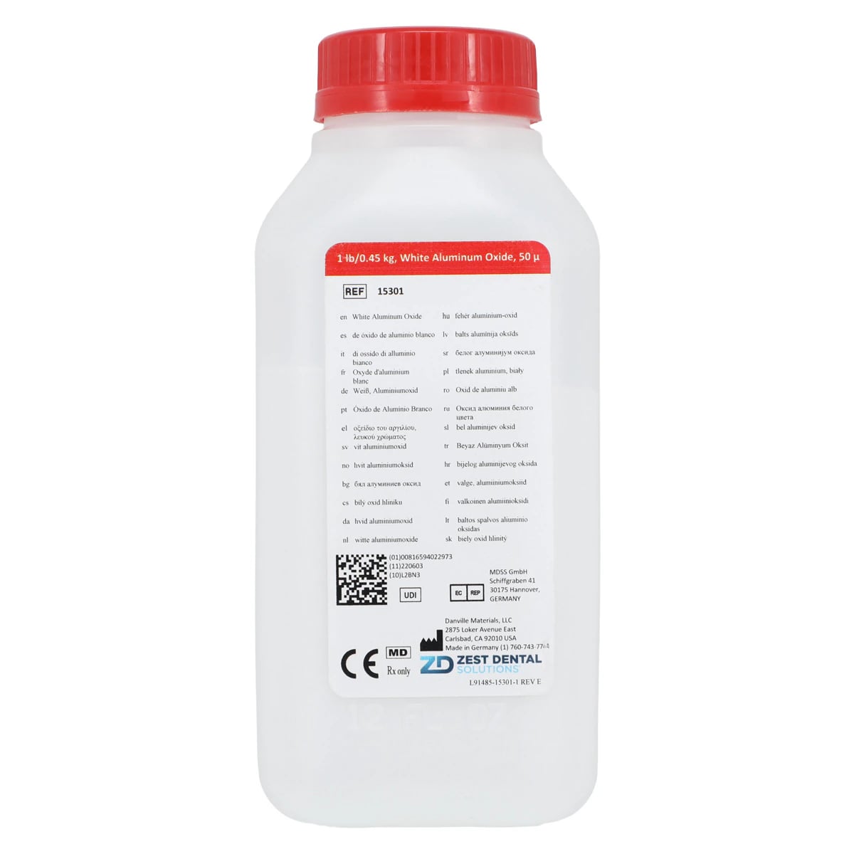 Danville Materials Aluminum Oxide 50 Micron, 1 lb White, Medical Grade Alpha Alumina, 15301