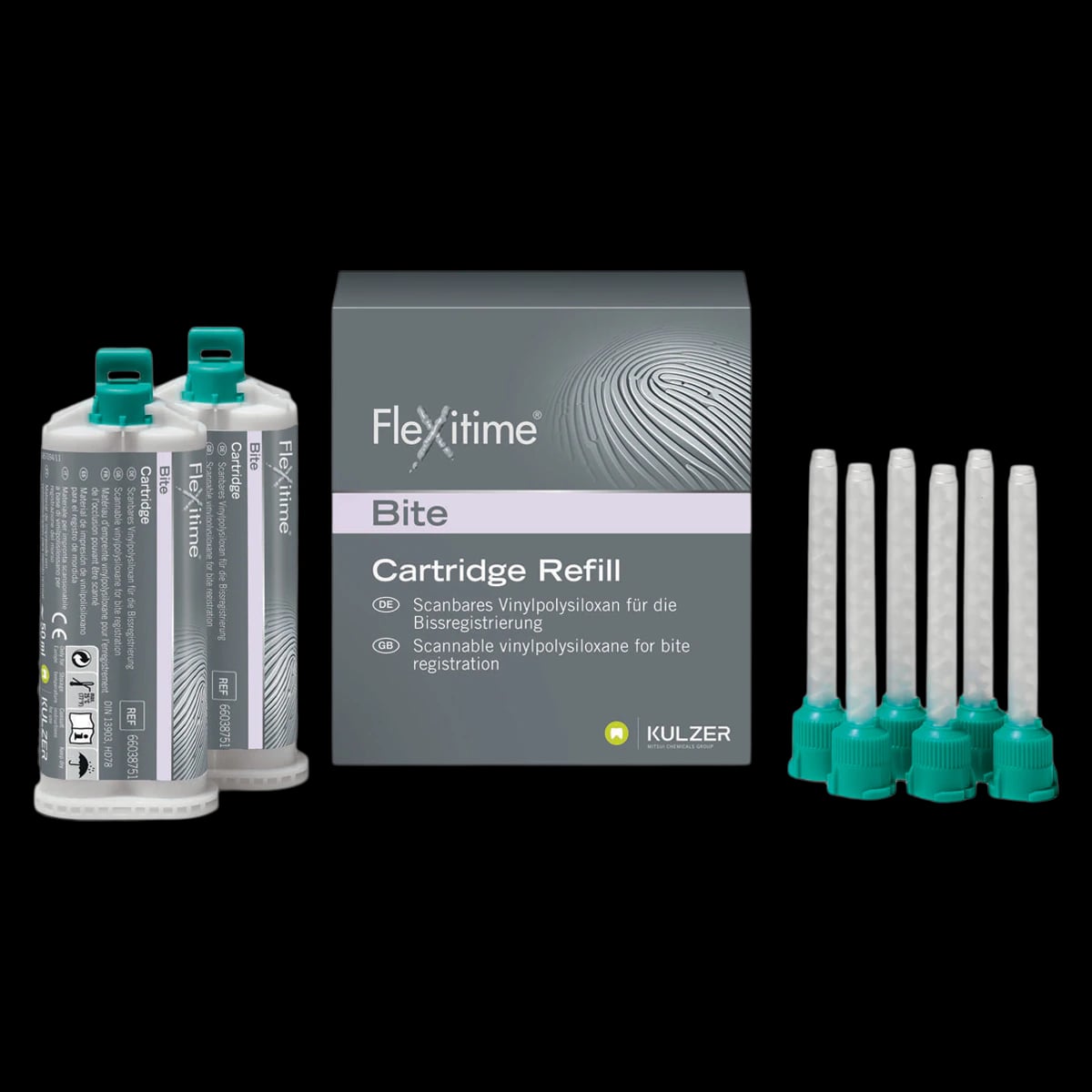 Kulzer Flexitime Bite Registration Vinyl Polysiloxane Bite Registration Material, Fast Set, 50 mL Cartridges, 2/Box, Refill 50066038