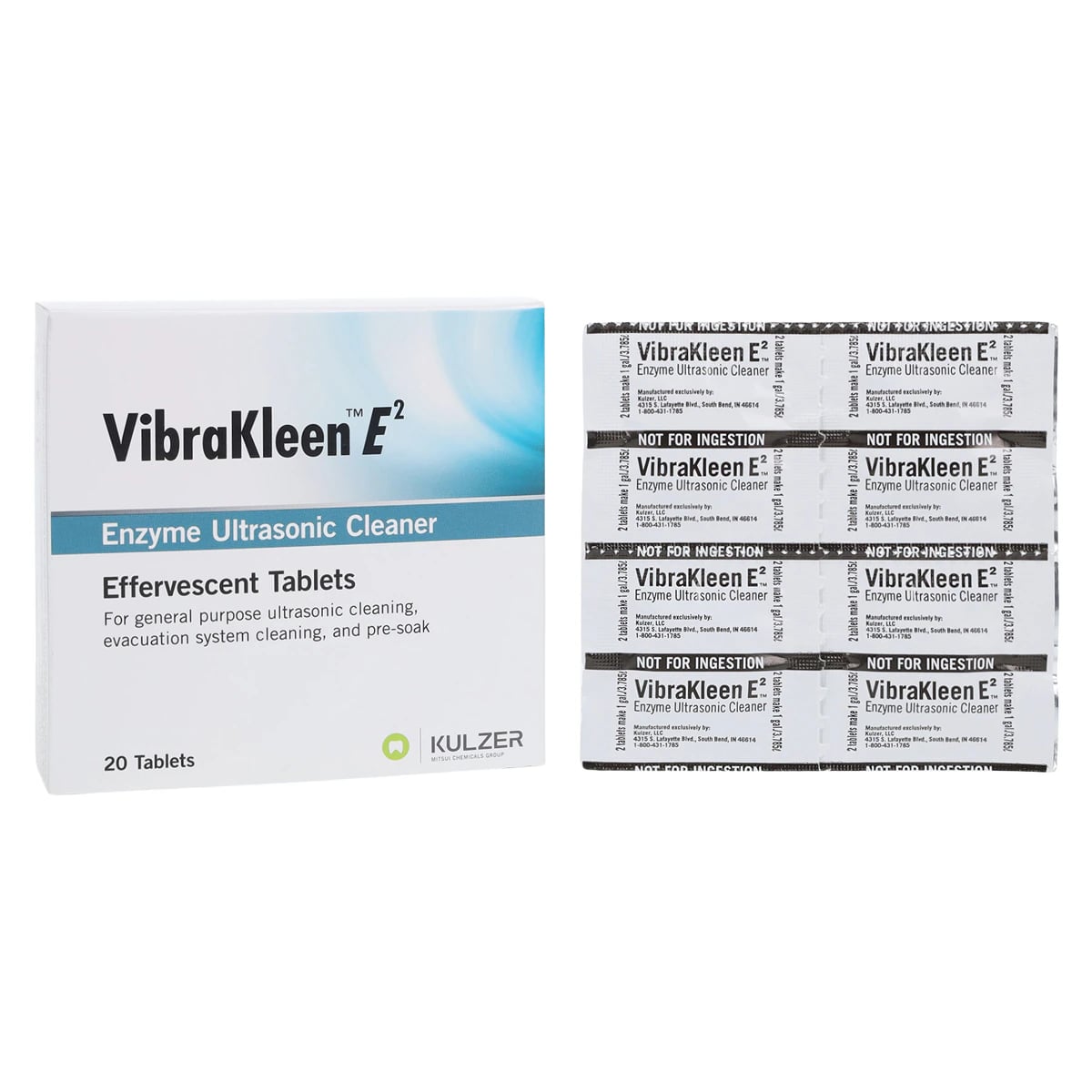 VibraKleen E2 Enzymatic Ultrasonic Cleaning Tablets, Mint Scent, 20 Tablets/Box, 50037100