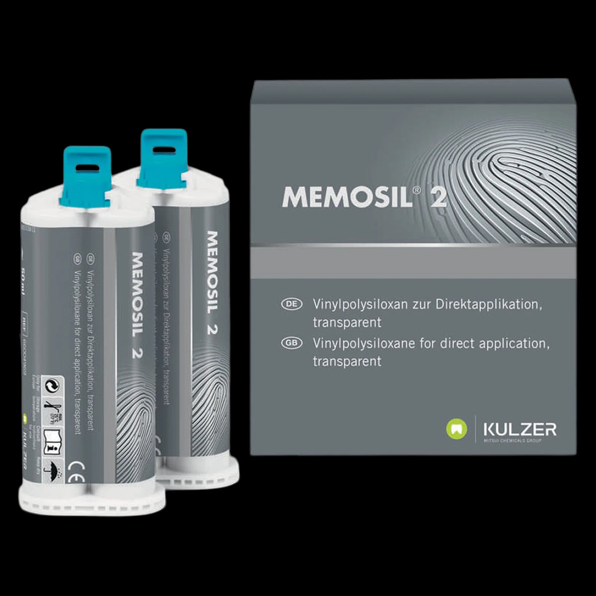 Kulzer Memosil 2 Transparent Bite Registration VPS Material, Regular Body, 2 x 50 mL Cartridges with Mixing Tips, Ref 50035018