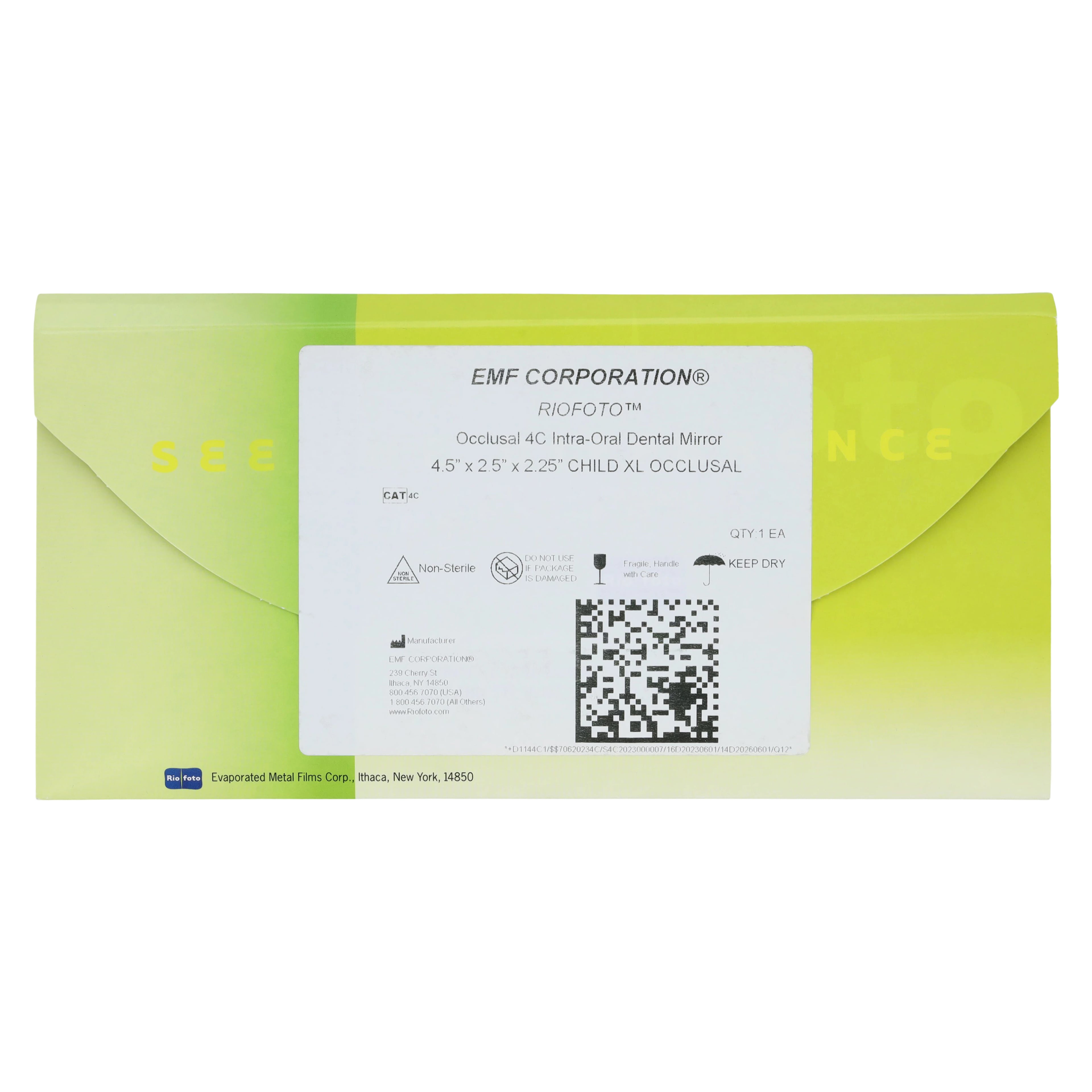 RioFoto Rhodium Coated Intraoral Photography Mirror, Child, X-Long Occlusal, #4C, Each