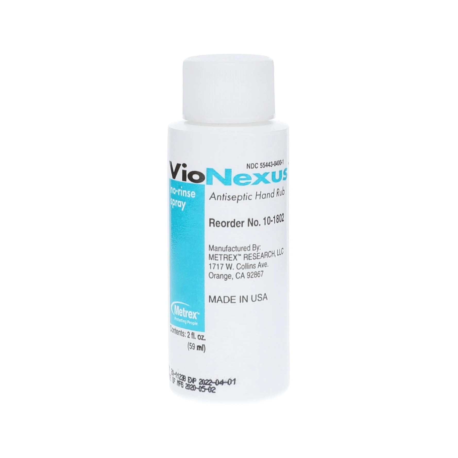 Metrex VioNexus No-Rinse Spray Antiseptic Hand Sanitizer, Unscented, 2 oz Spray Bottle, 10-1802