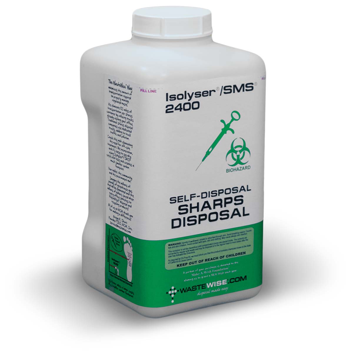 Isolyser/SMS 2400 Sharps Self-Disposal System, 3 Liter (0.8 Gallon), Kit with Catalyst Packs, SMS2400