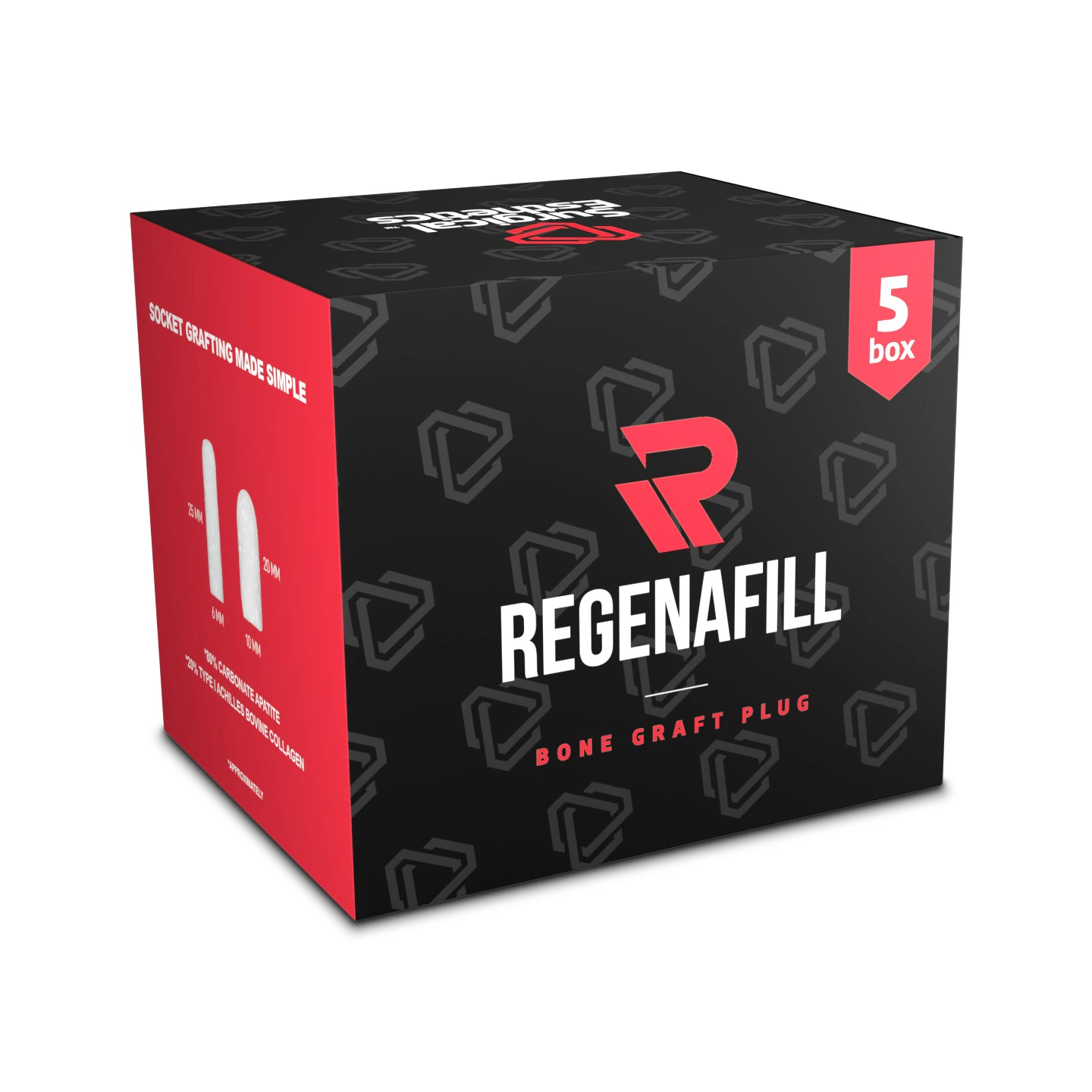 RegenaFill™ Bone Graft Plug, 10mm x 20mm, 5/Box, RFP10X20
