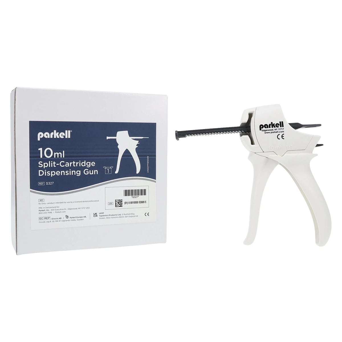 Parkell Syringe Cartridge Dispensing Gun for 10 mL Cartridges, White, 1/Pk, S327