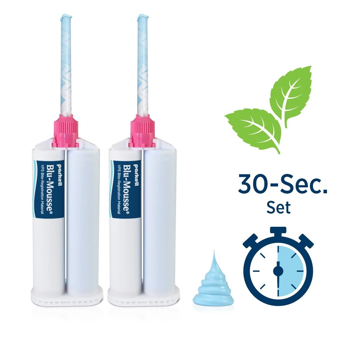 Blu-Mousse VPS Bite Registration Material, Super-Fast Set, Peppermint, 50ml Split Cartridge, Pack of 2, S448S