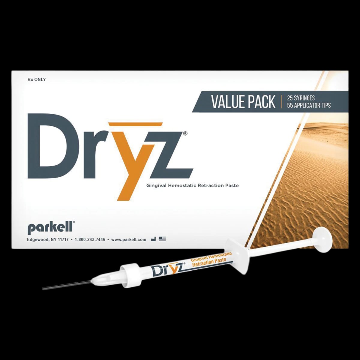 Parkell Dryz Hemostatic Retraction Paste Value Pack, 25 x 0.5 ml Syringes + 55 Applicator Tips, S182