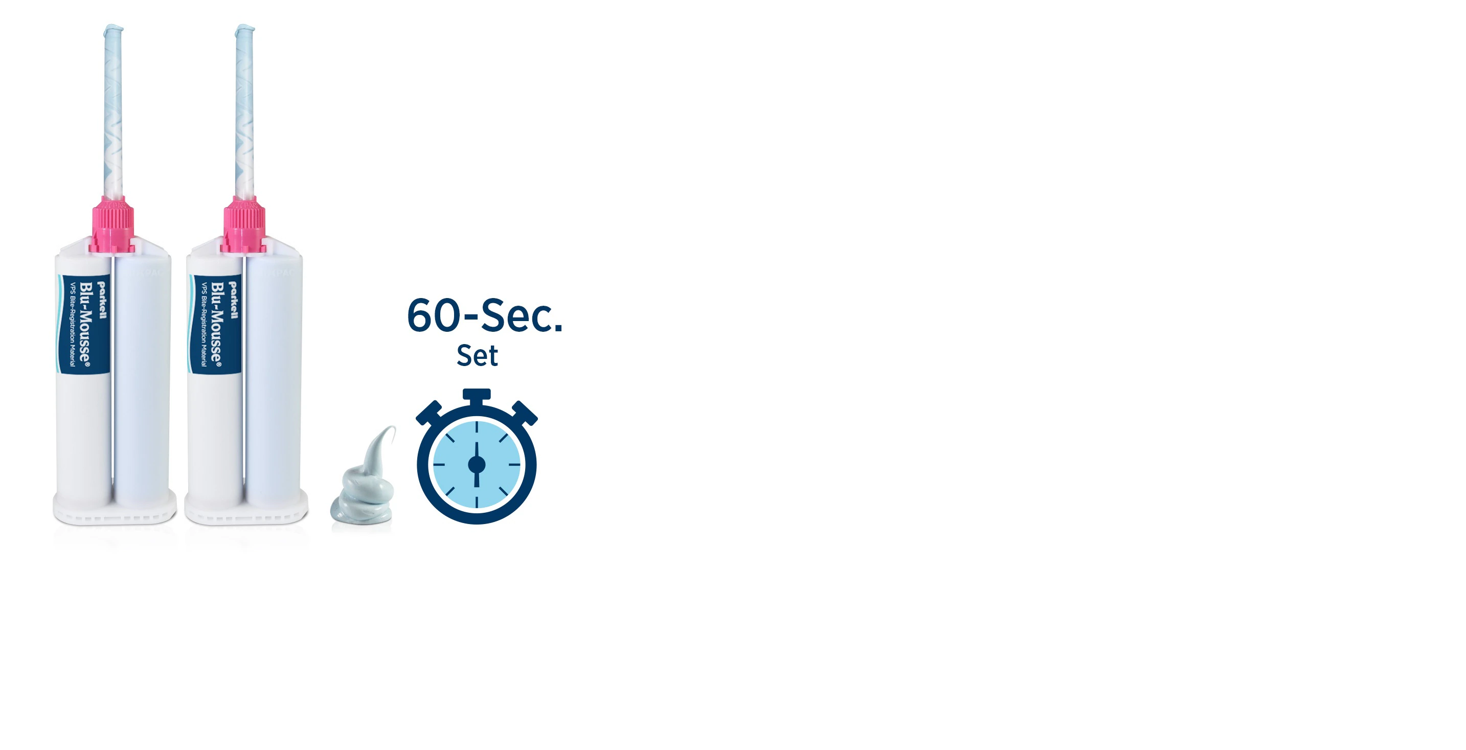 Parkell Blu-Mousse 60 VPS Bite Registration Material, 60-Second Set, 2 x 50 mL Split Cartridges, S440S