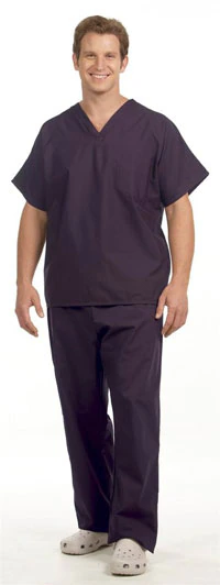 Fashion Seal Healthcare® Unisex Fashion Scrub Shirt, Sea Crest Line, 65/35 Fashion Poplin®, V-Neck, Short Sleeve, Eggplant, 2XL, 78730