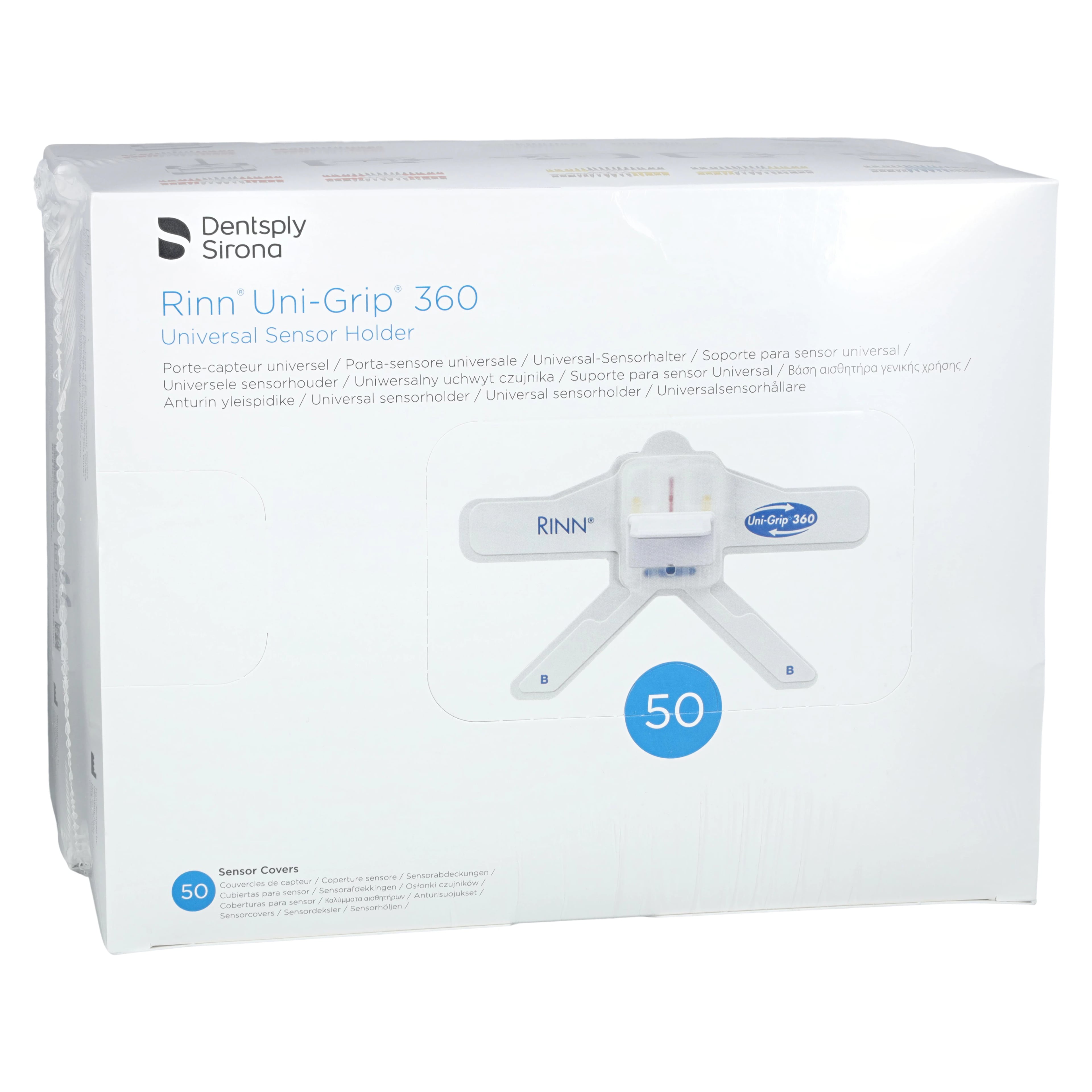 Dentsply Sirona Uni-Grip 360 Universal Disposable Digital Sensor Holder Combo Pack, 100 Holders, 100 Sensor Covers, with Uni-GripAR Positioning Arm and Ring, 550252