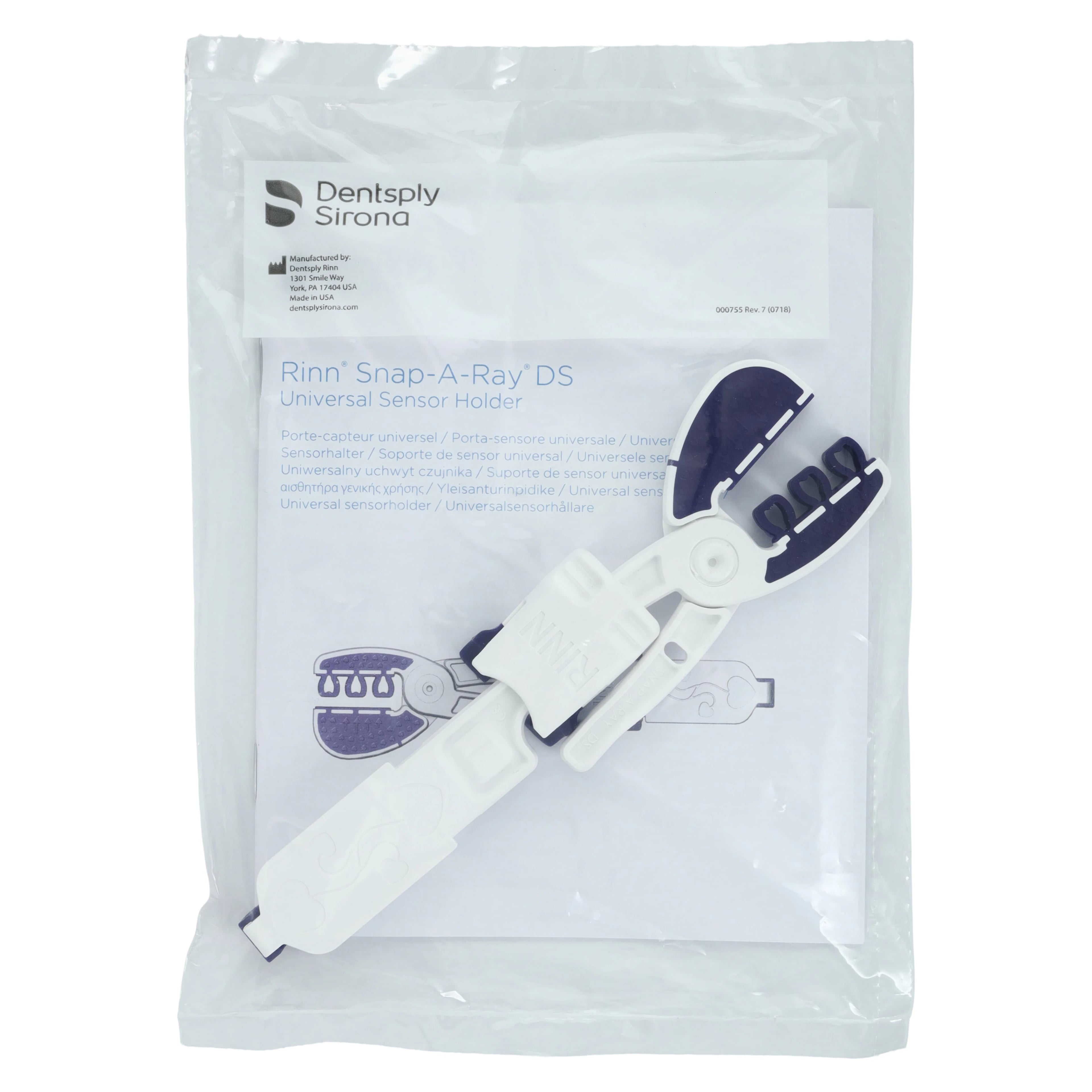 Dentsply Rinn Snap-A-Ray DS Universal Digital Sensor Holder, Reusable, Autoclavable, Fits Size 1 & 2 Sensors, 1 Each, 550321