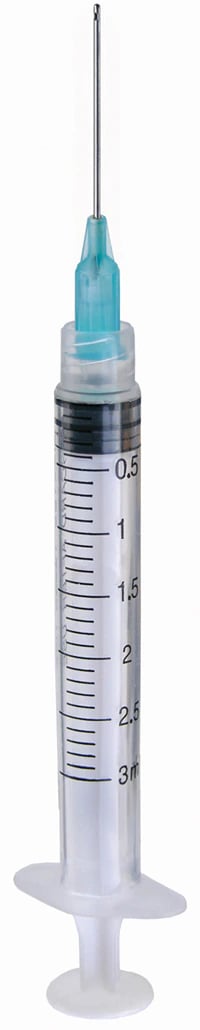 Max-i-Probe Endodontic/Periodontal Irrigation Probe with 3cc Syringe, 23 Gauge x 1", Light Blue #70, 100/Box, MAX231S