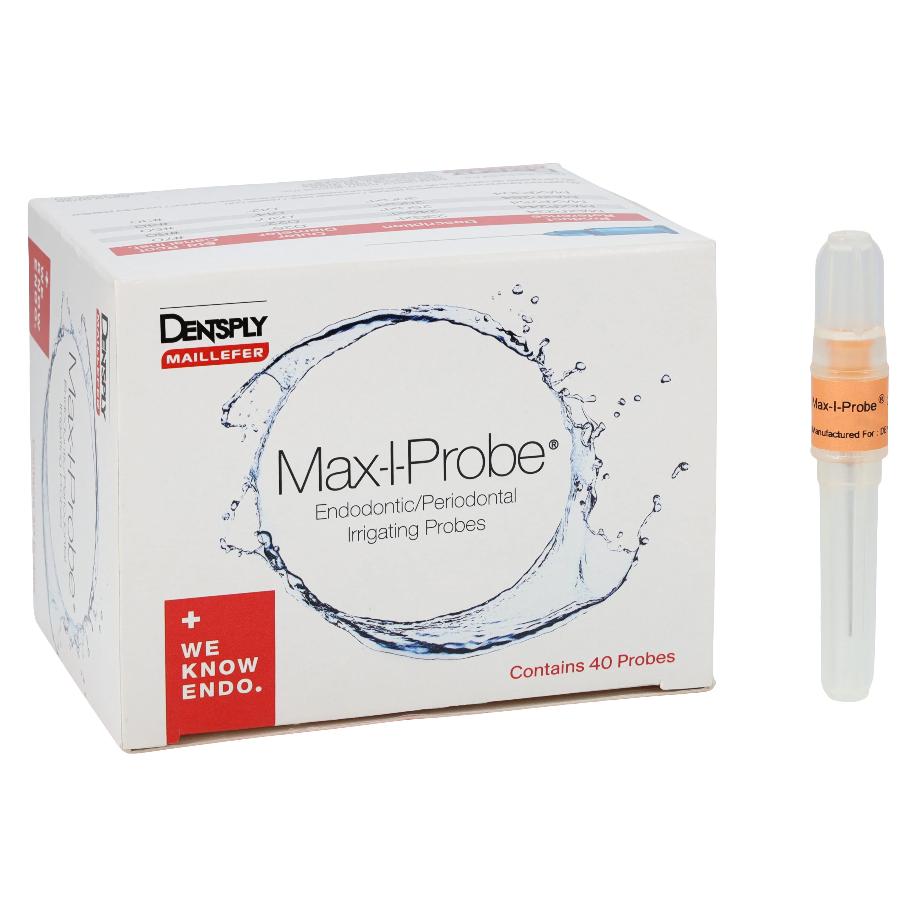 Max-I-Probe Endodontic/Periodontal Irrigation Probe, 25 Gauge x 1", Orange #50, 40/Box, MAXP254