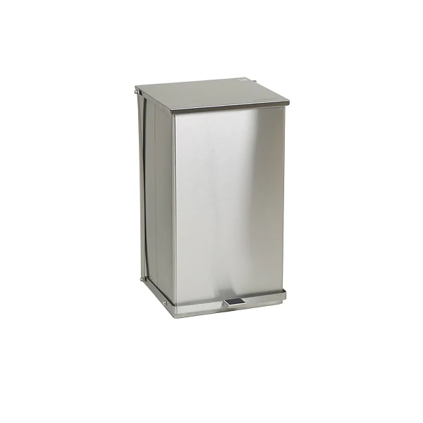 Detecto X-Large Step-On Trash Can, Stainless Steel, Full-Width Hinge Lid, Self-Closing, with Biohazard/Infectious Waste Adhesive Labels, Each