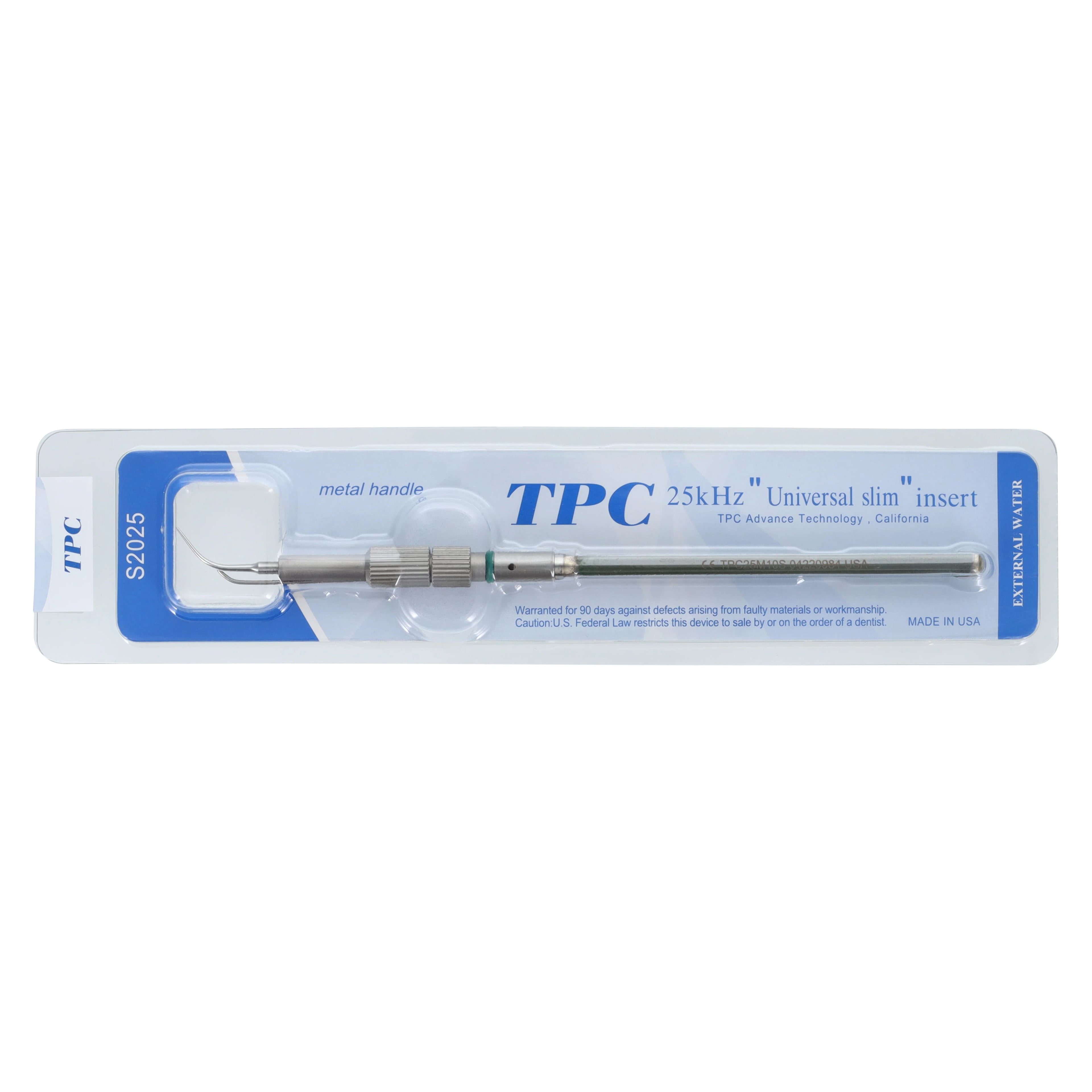 TPC Advanced Technology Power Max Ultrasonic Scaler Insert, 25K Universal Slim, Metal Handle, External Water Flow, S2025