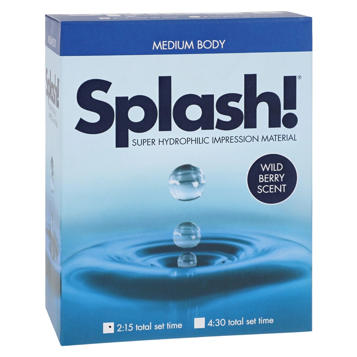 Splash! Half-Time VPS Impression Material, Monophase/Medium Body, Wild Berry Scent, 2 x 48 mL Cartridges with 4 Mixing Tips, SPD1232