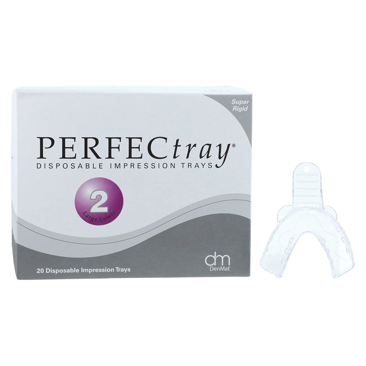 PERFECtray #2 Large Lower Full Arch Perforated Disposable Acrylic Impression Trays, Crystal Clear, 20/Box