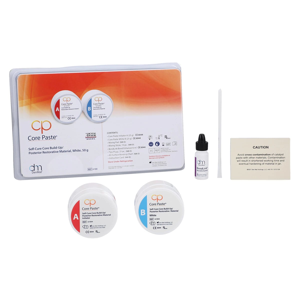 Den-Mat Core Paste Handmix Core Build-Up Material, Regular Set, Jar Kit, White, 50 g, 6100