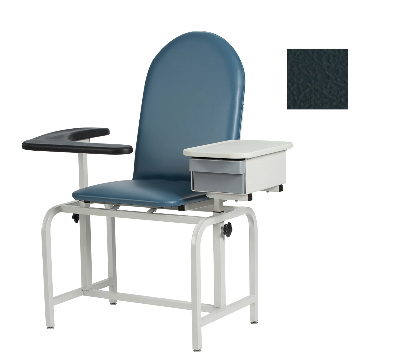 Winco Mfg Blood Drawing Chair with Drawer, Black Steel