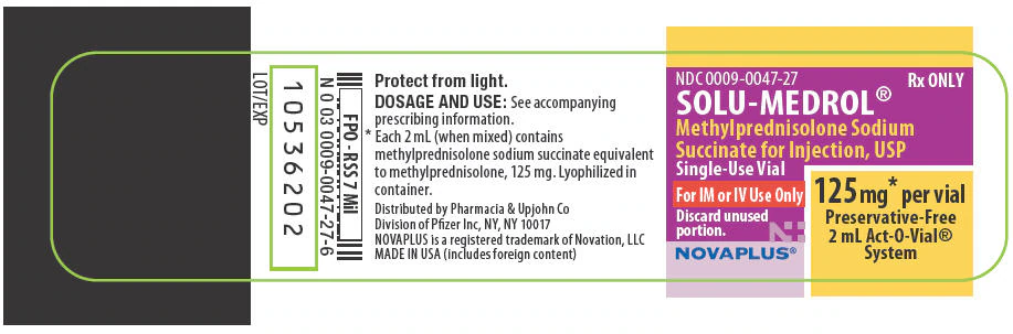 Novaplus Solu-Medrol (Methylprednisolone Sodium Succinate) Injection 125 mg/2 mL, Preservative-Free, Single-Dose Act-O-Vial, 25/Package