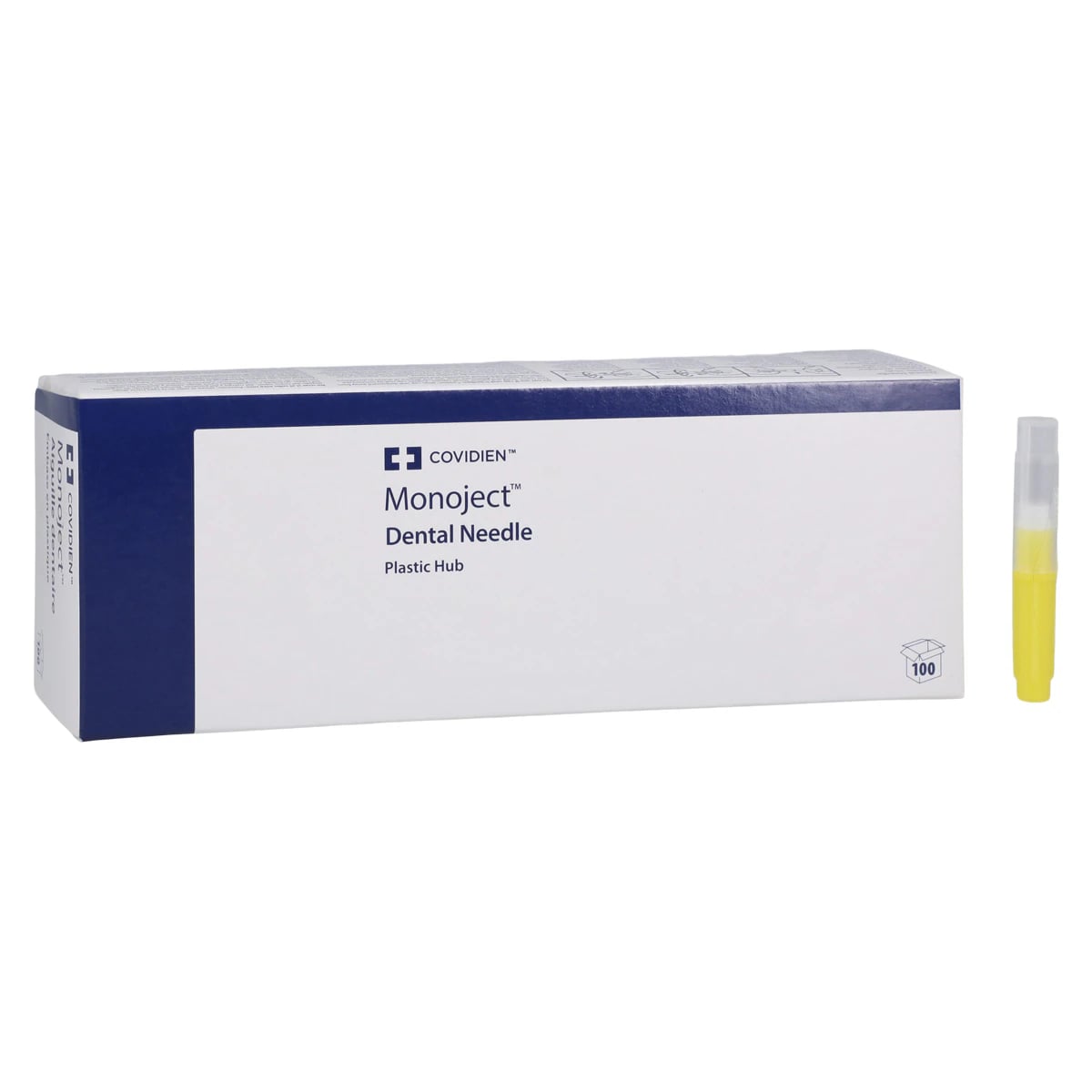 Monoject 400 Plastic Hub Dental Needle, 27 Gauge Short (21 mm), Yellow, 100/Box, #8881400066