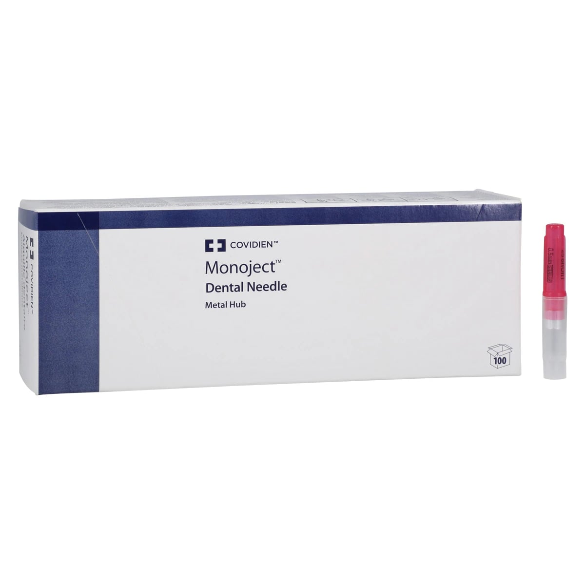 Monoject 401 Metal Hub Dental Needle, 25 Gauge Short (26mm), Red, 100/Box, 8881401049