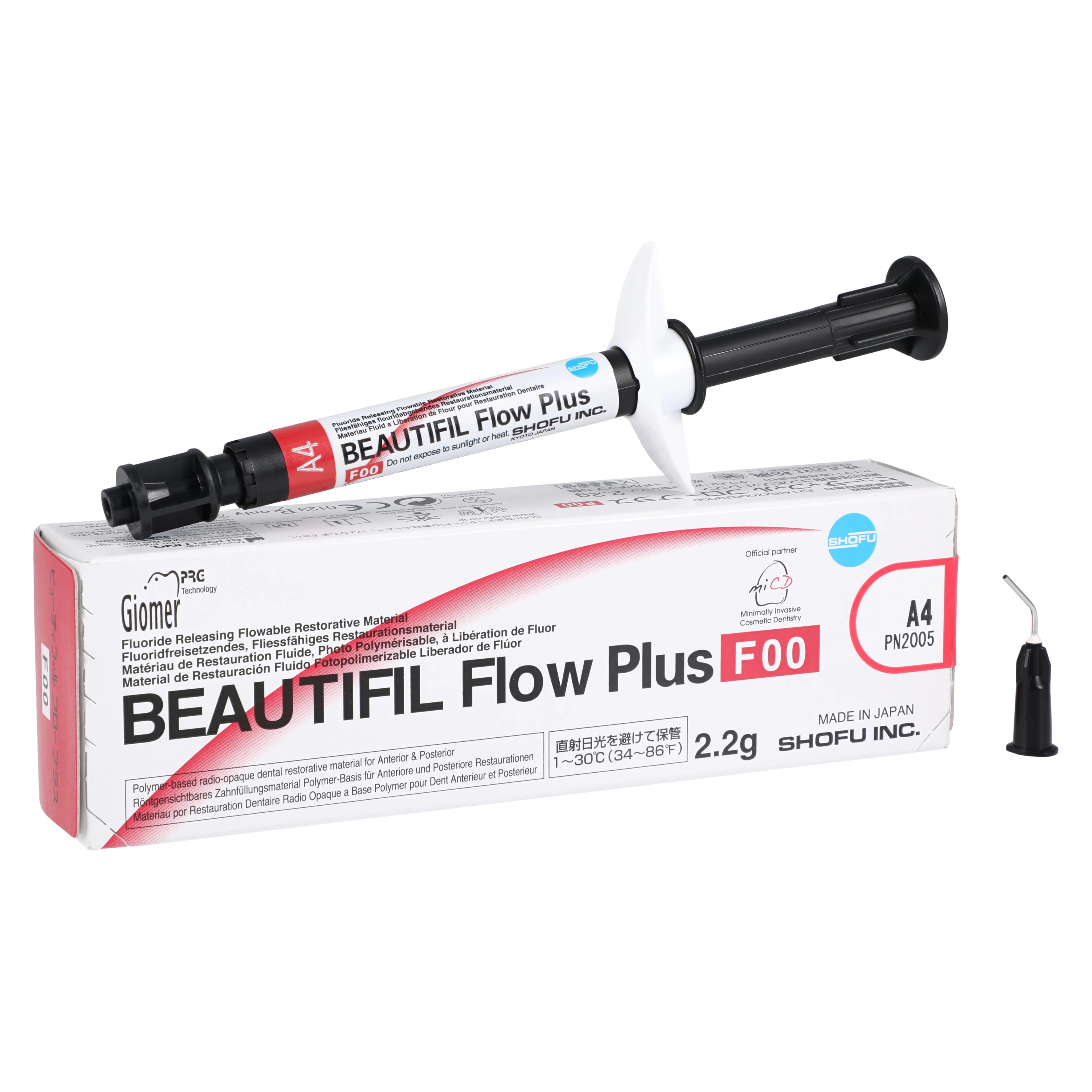 Beautifil Flow Plus F00 Zero Flow Hybrid Restorative Syringe, Shade A4, 2.2g, Refill, #2005