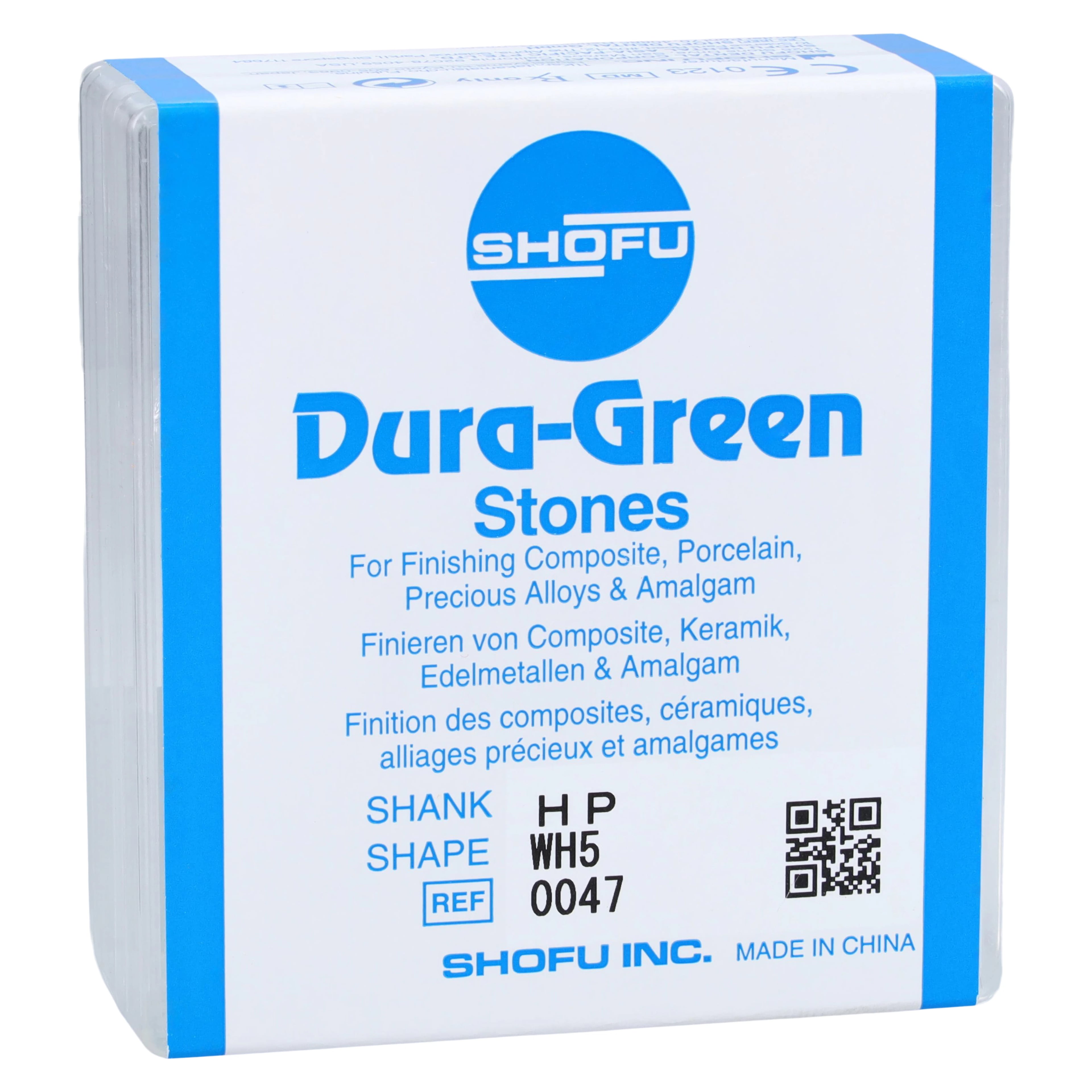 Shofu Dura-Green Silicon Carbide Finishing Stone, HP Straight Handpiece, Wheel Shape WH5, ISO #065, Green, 12/Pkg, #0047