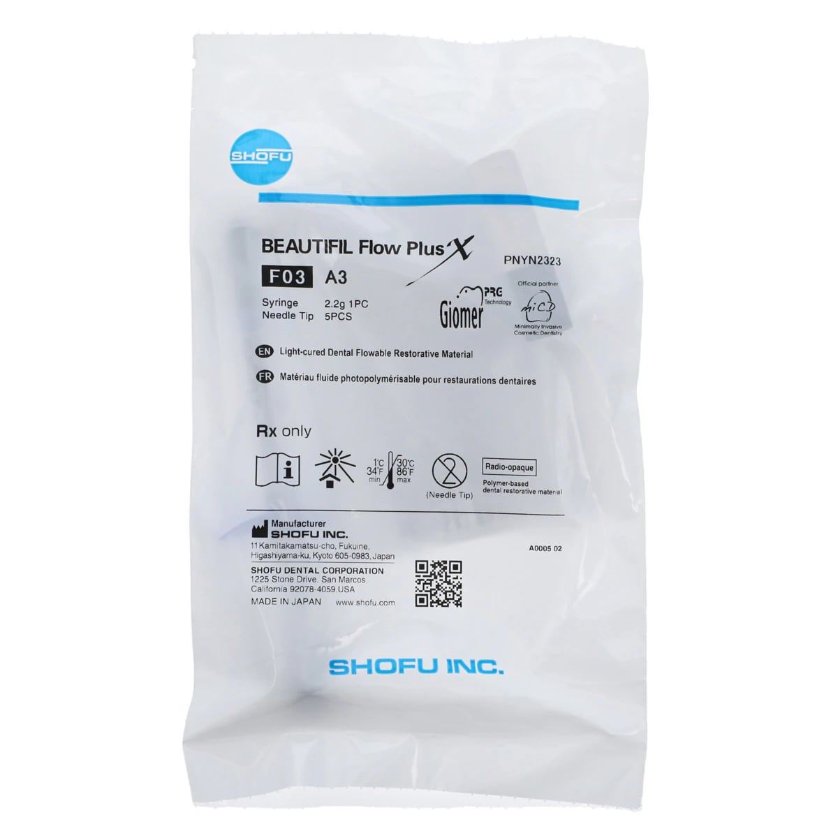 Beautifil Flow Plus X F03 Low Flow Syringe, Shade A3, 2.2g, YN2323