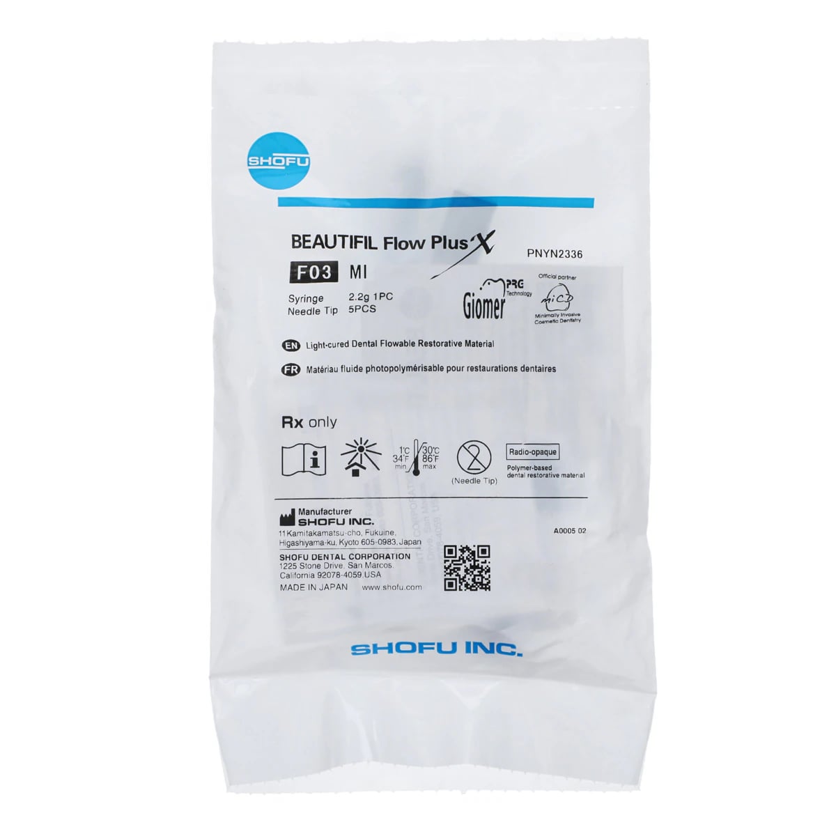 Beautifil Flow Plus X F03 MI Low Flow Hybrid Composite, 2.2g Syringe, YN2336