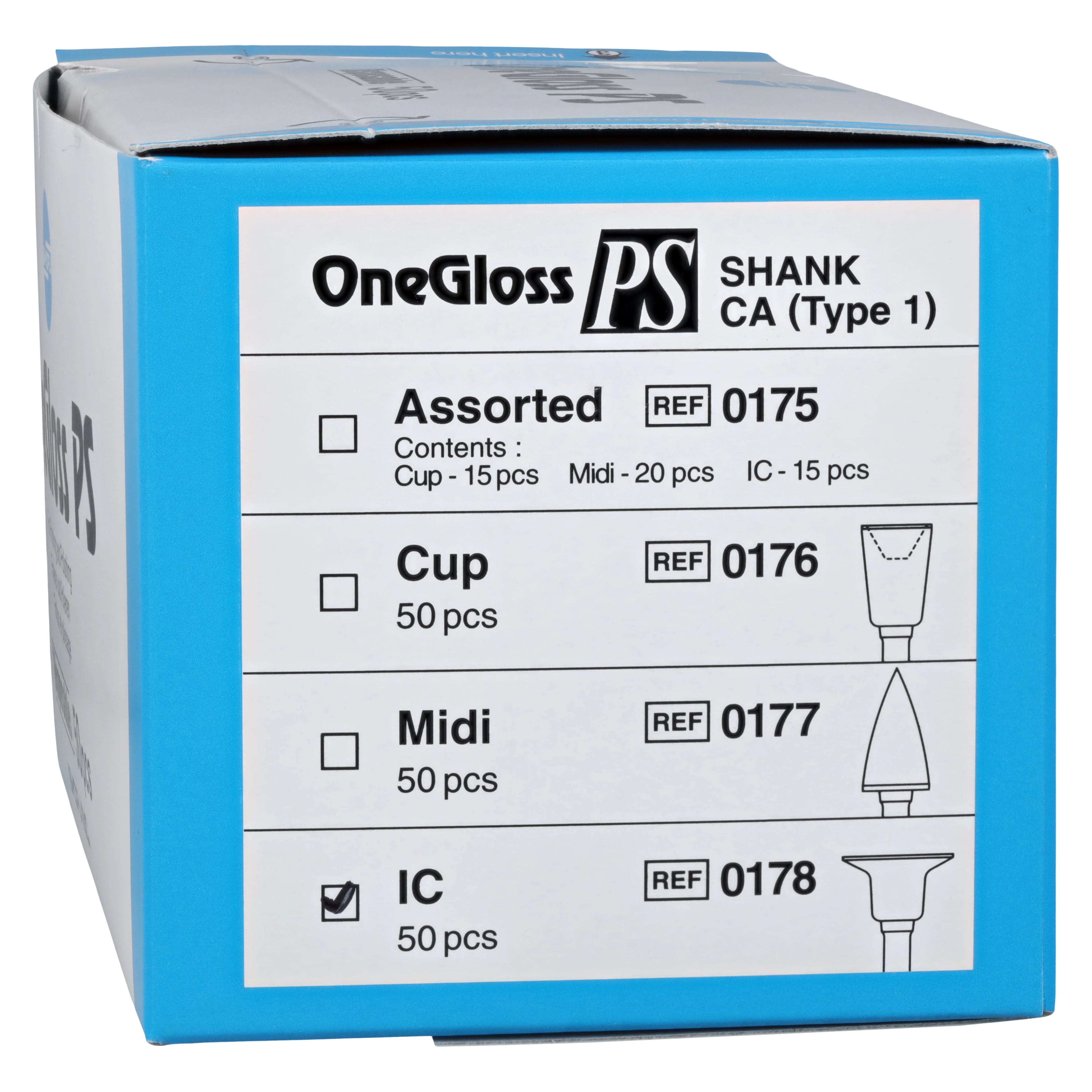 Shofu OneGloss PS Composite Finishing and Polishing Points, Inverted Cone (IC), Plastic Shank, 50/Box, 0178