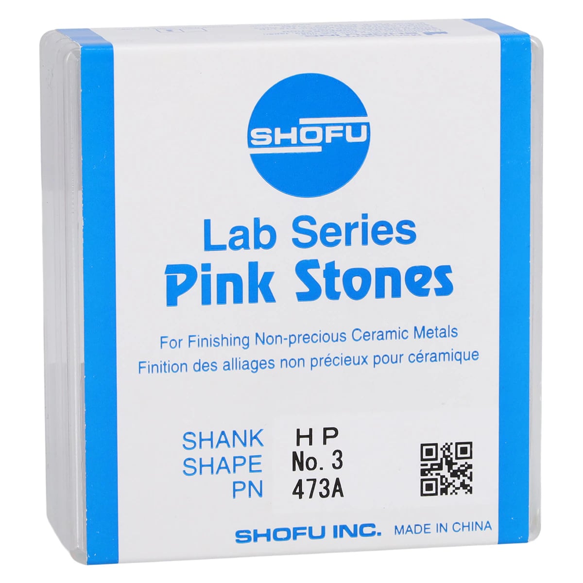 Shofu Lab Series Pink Aluminum Oxide Mounted Stone, #3 (ISO 056), HP Shank, 12/Box