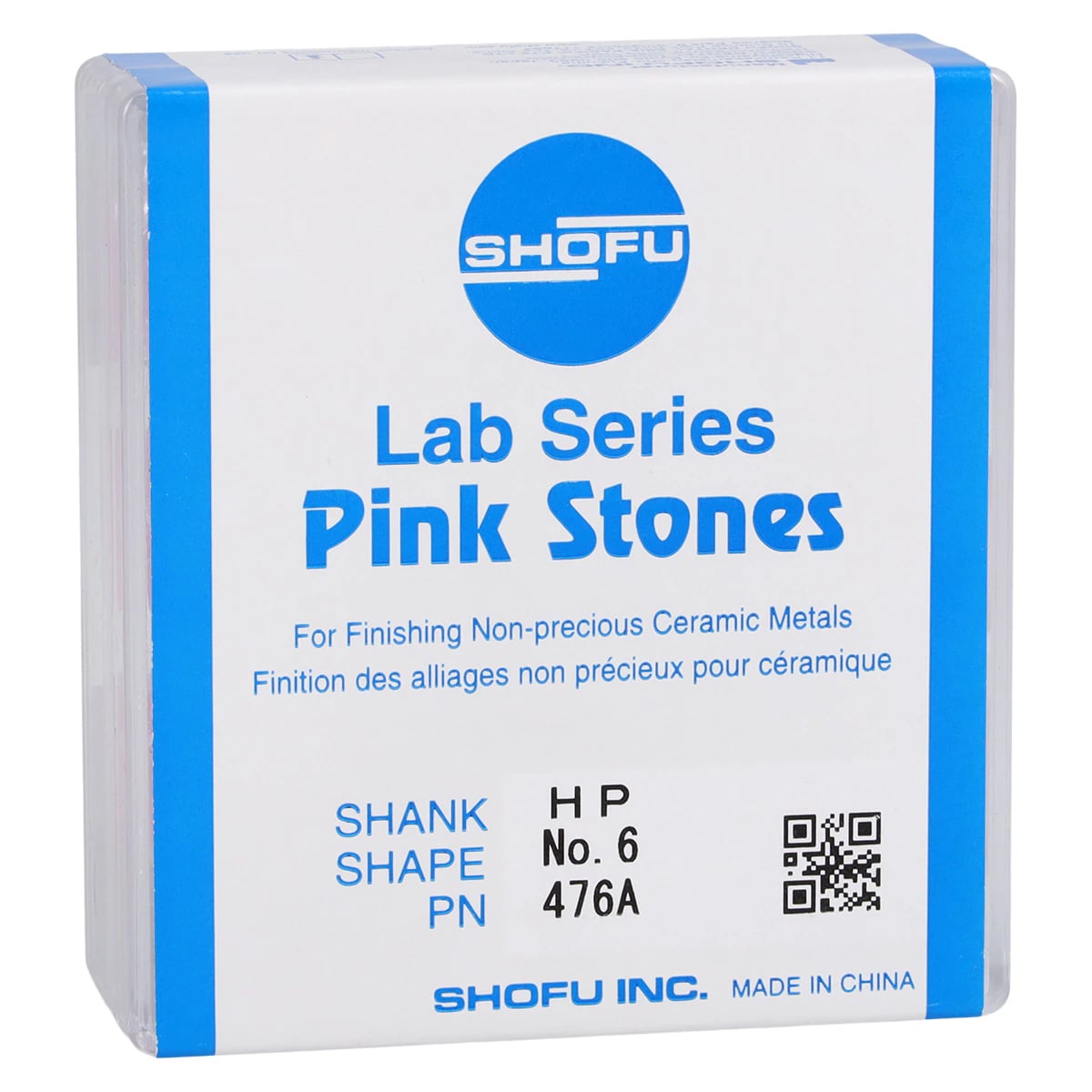 Shofu Lab Series Pink Aluminum Oxide Mounted Stone, #6 (HP), ISO #130, 12/Box