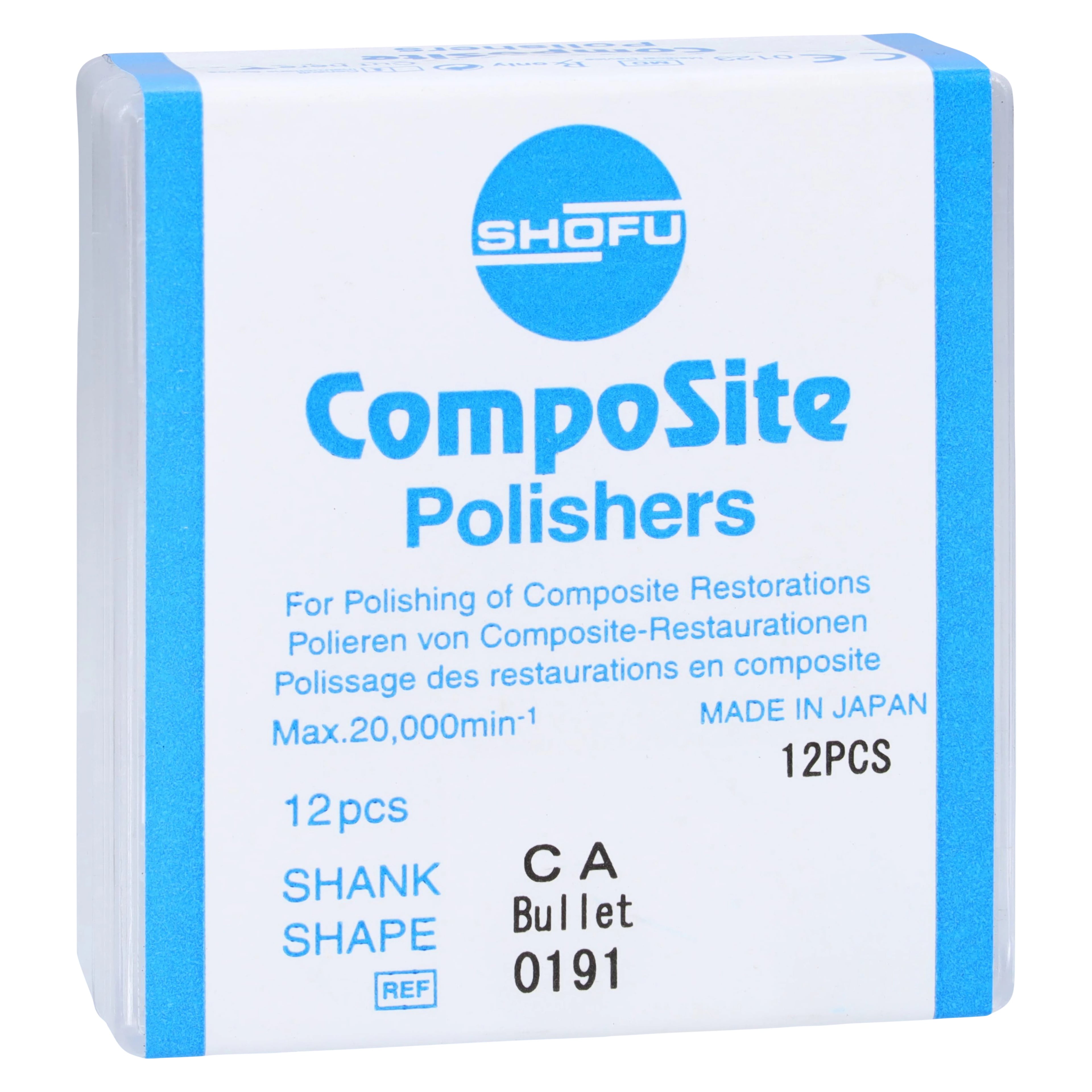 Shofu CompoSite Regular Grit Composite Polisher, Bullet Shape, CA/RA, 12/Pk, #0191