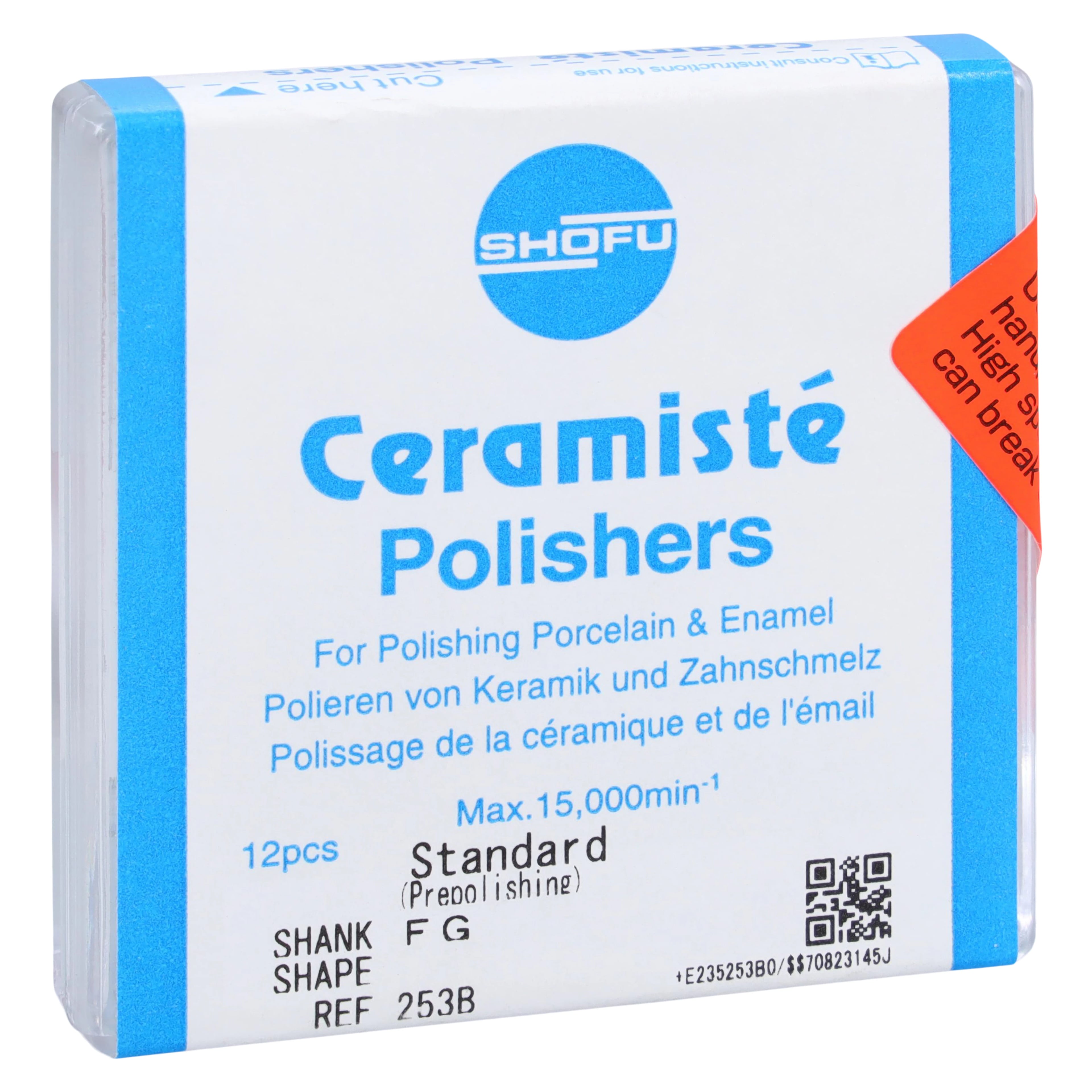 Shofu Ceramiste Polisher Midi-Point, Standard Grit, FG, No Band, 12/Pk, 253B