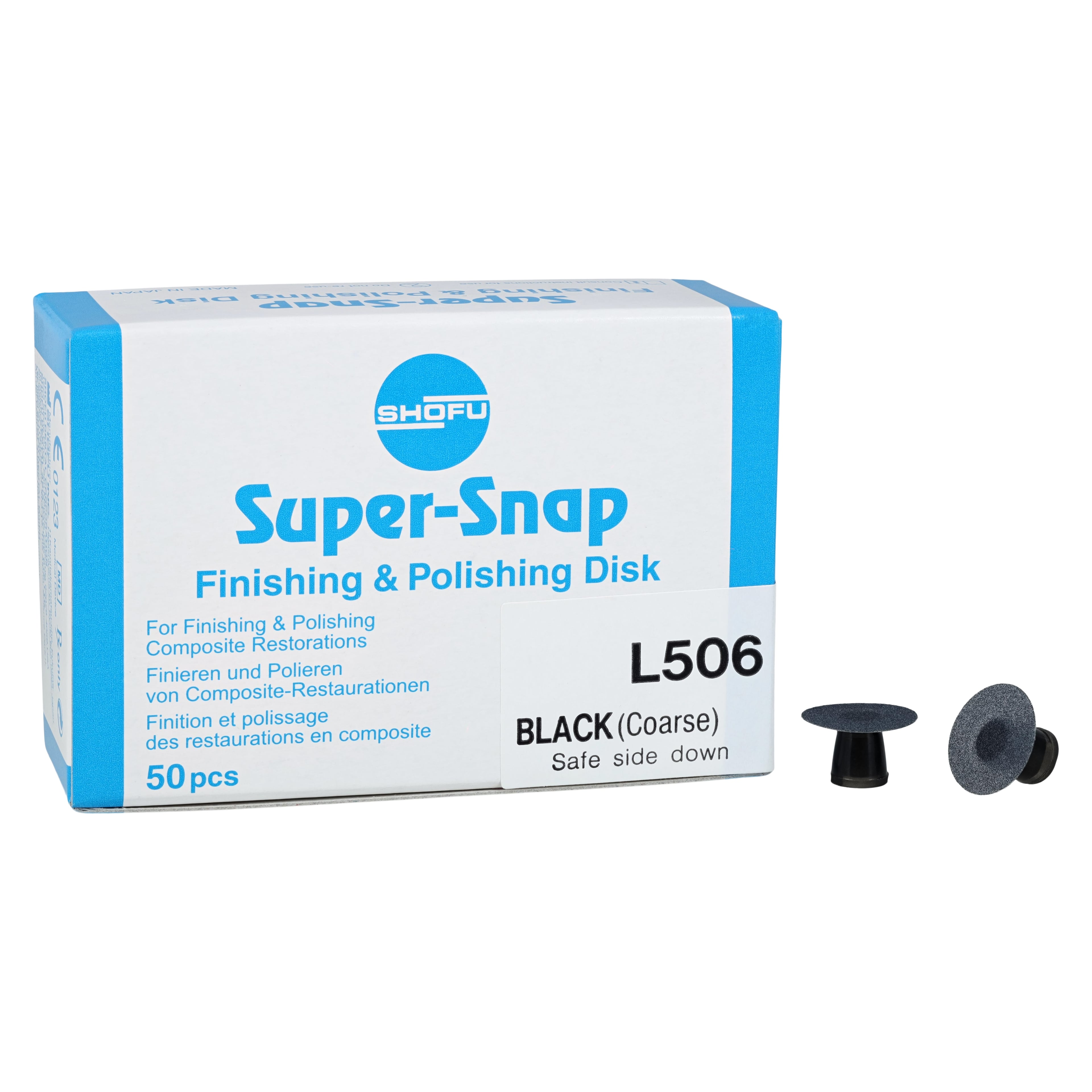 Shofu Super-Snap Contouring Disks, Coarse/Black, Safe Side Down, Standard (12 mm), 50/Pkg, L506