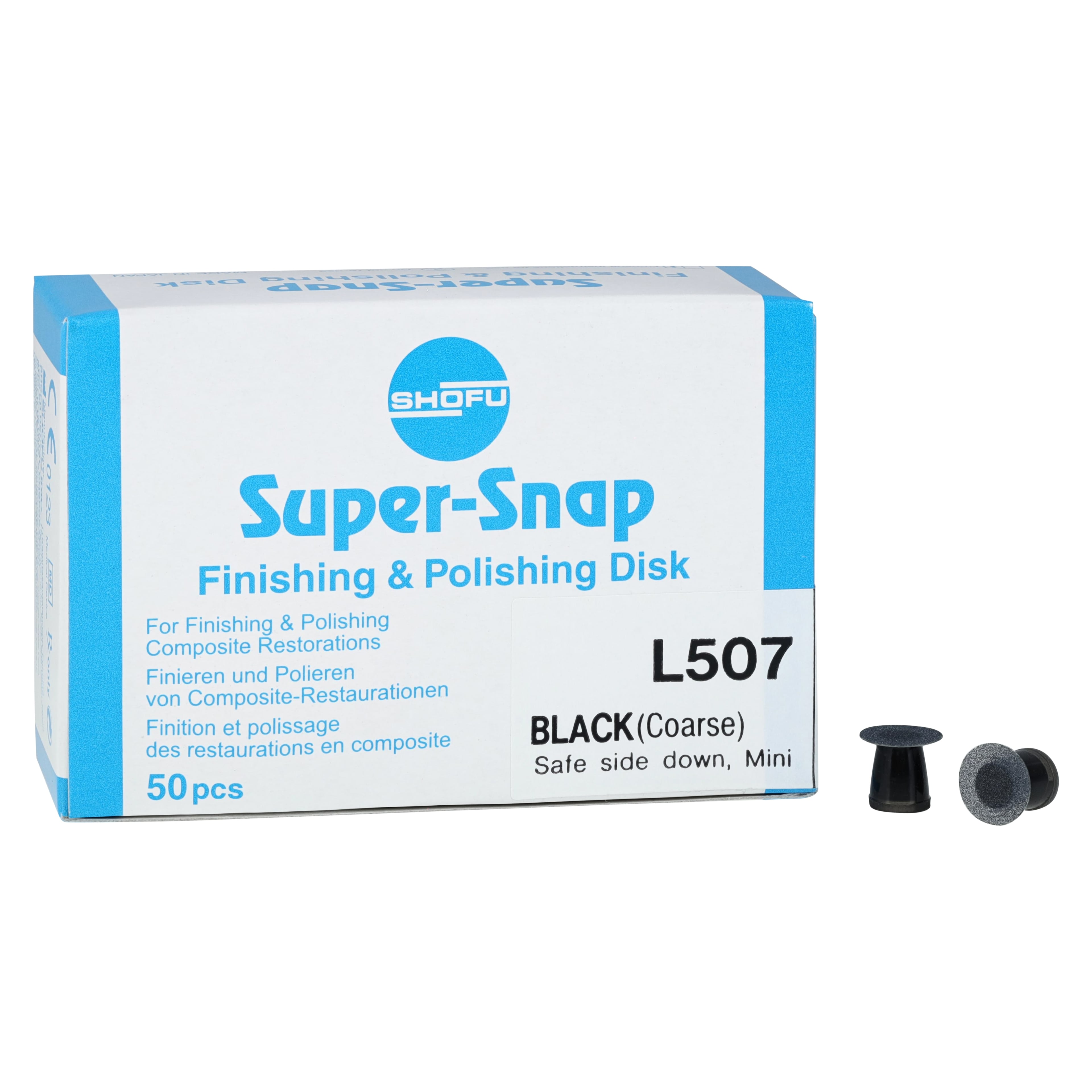 Shofu Super-Snap Contouring Disks, Mini, Coarse/Black, Safe Side Down, 50/Box, L507