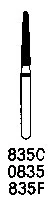 Shofu Robot Diamond Point, FG, Tapered Cylinder Round End, #223/016, 1.6 mm, Fine, Red, 835F-1