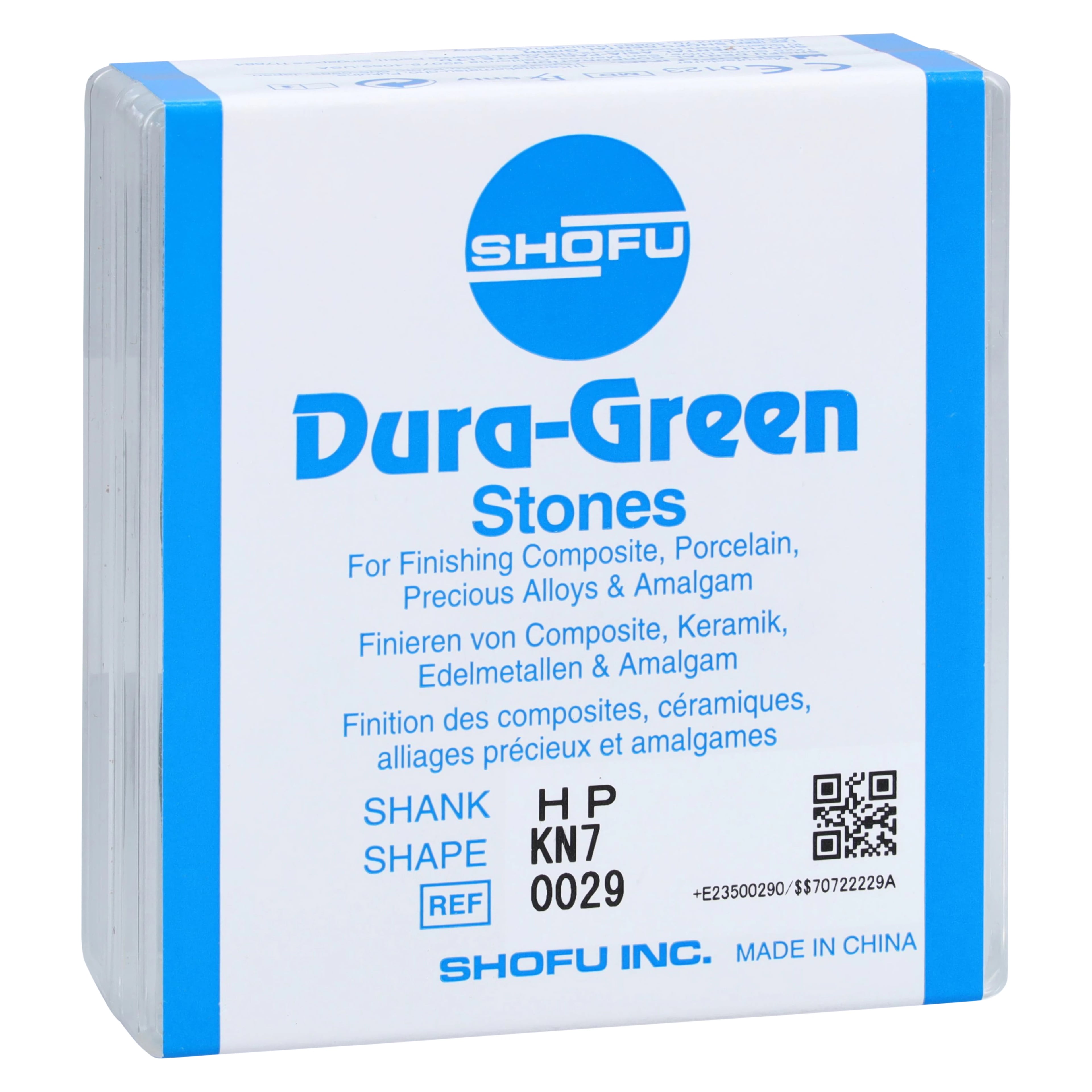Shofu Dura-Green Stone, HP, Knife Edge, KN7, ISO #125, Green, Silicon Carbide, 12/Pkg, #0029