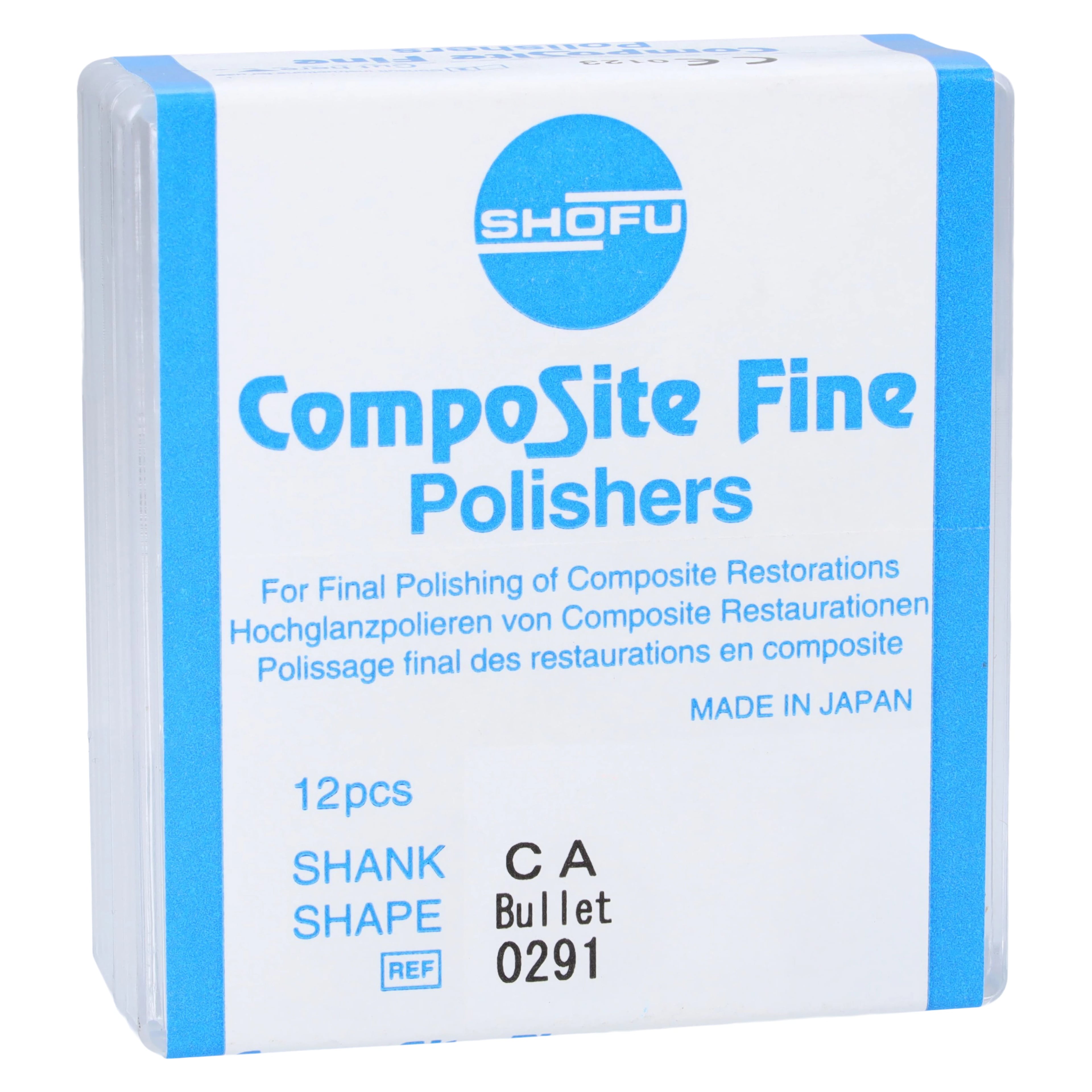 Shofu CompoSite Fine Polisher, RA, Bullet Shape, #040, White Band, 12/Pk, 0291