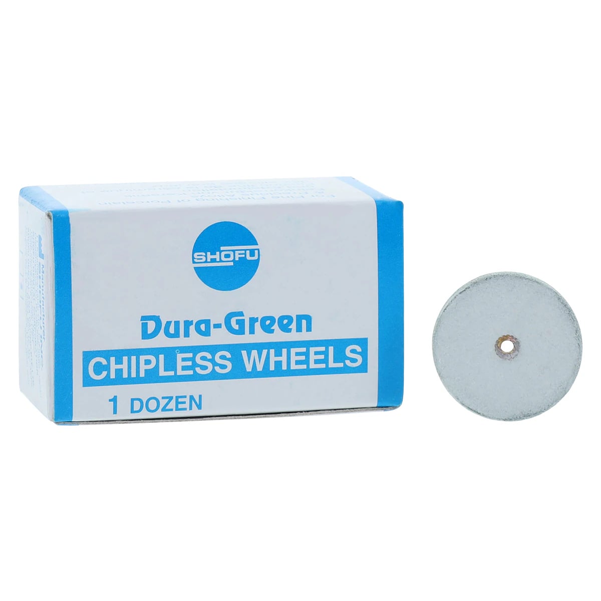 Shofu Green Chipless Wheel #7, Unmounted, Silicone Carbide, 1.7 mm Thickness, 12/Box, ISO #190 (0455)