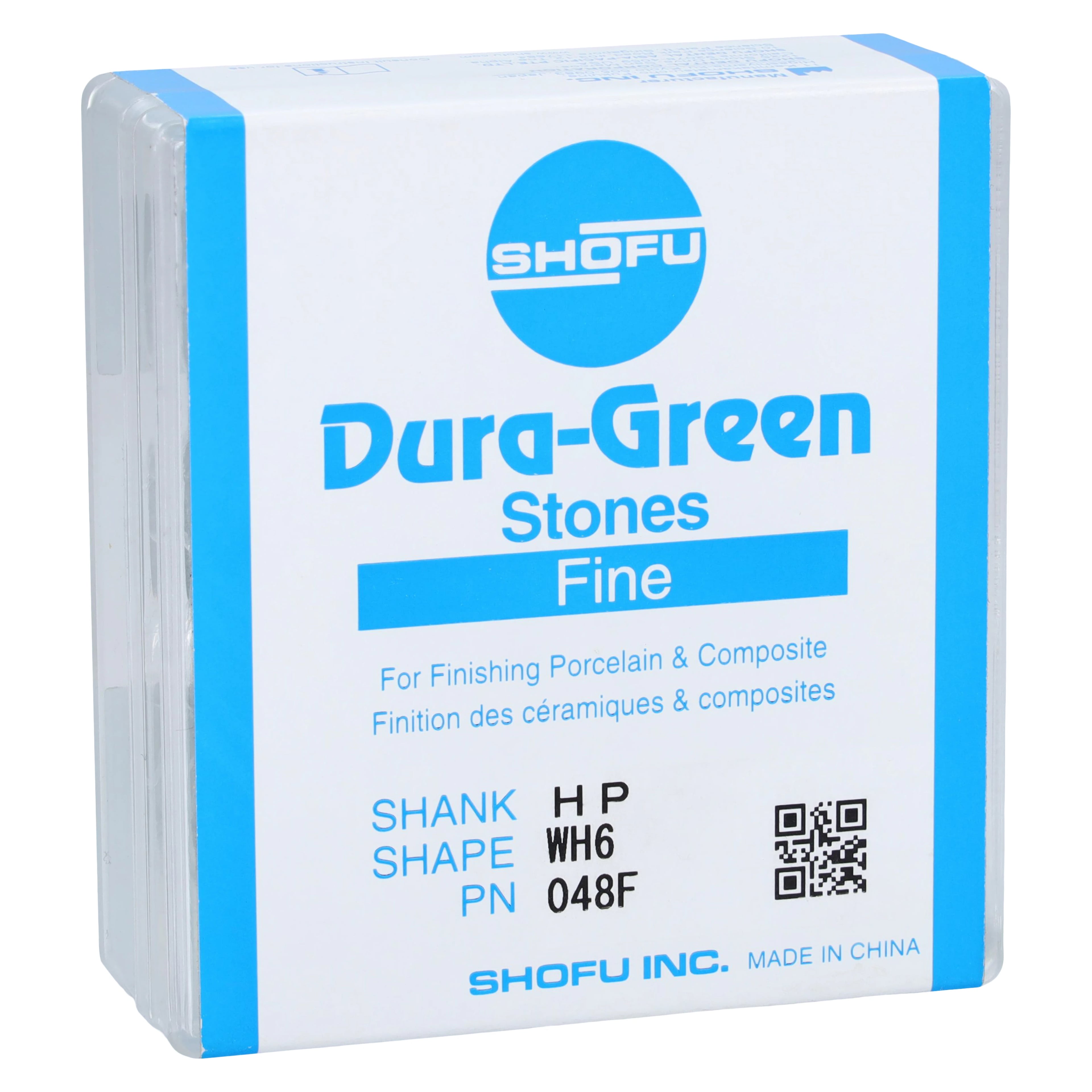 Shofu Dura-Green Stones, HP (Straight Handpiece), Fine, Wheel WH6, ISO #130, Green, 12/Pk, 048F