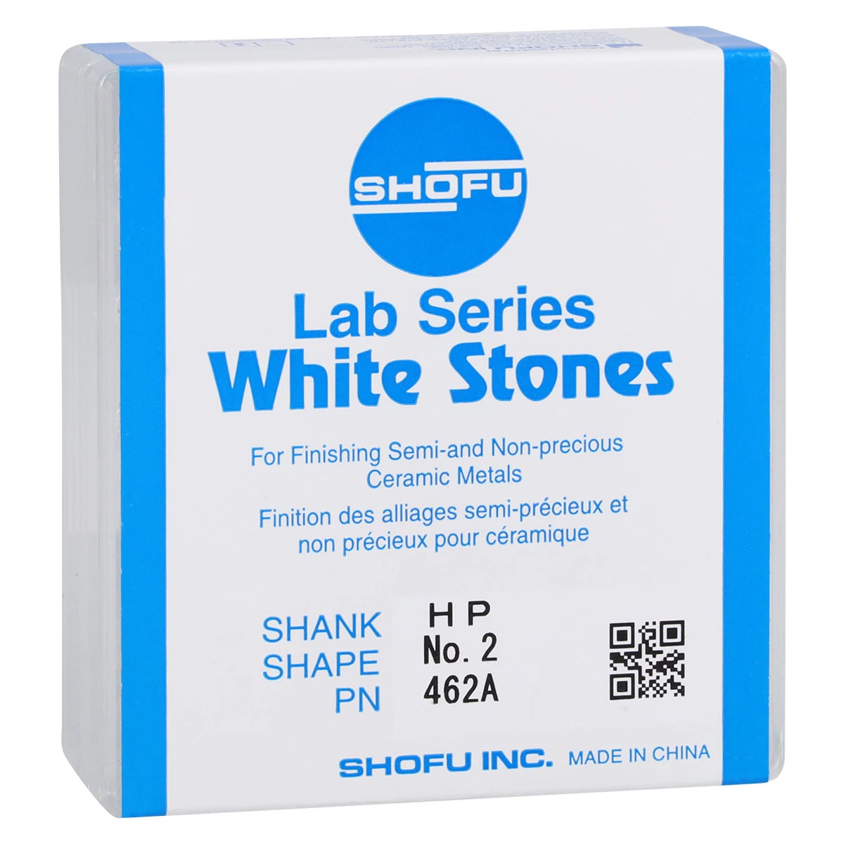 Shofu Lab Series Dura-White Aluminum Oxide Mounted Stone, #2 (ISO 070), HP Shank, White, 12/Pkg